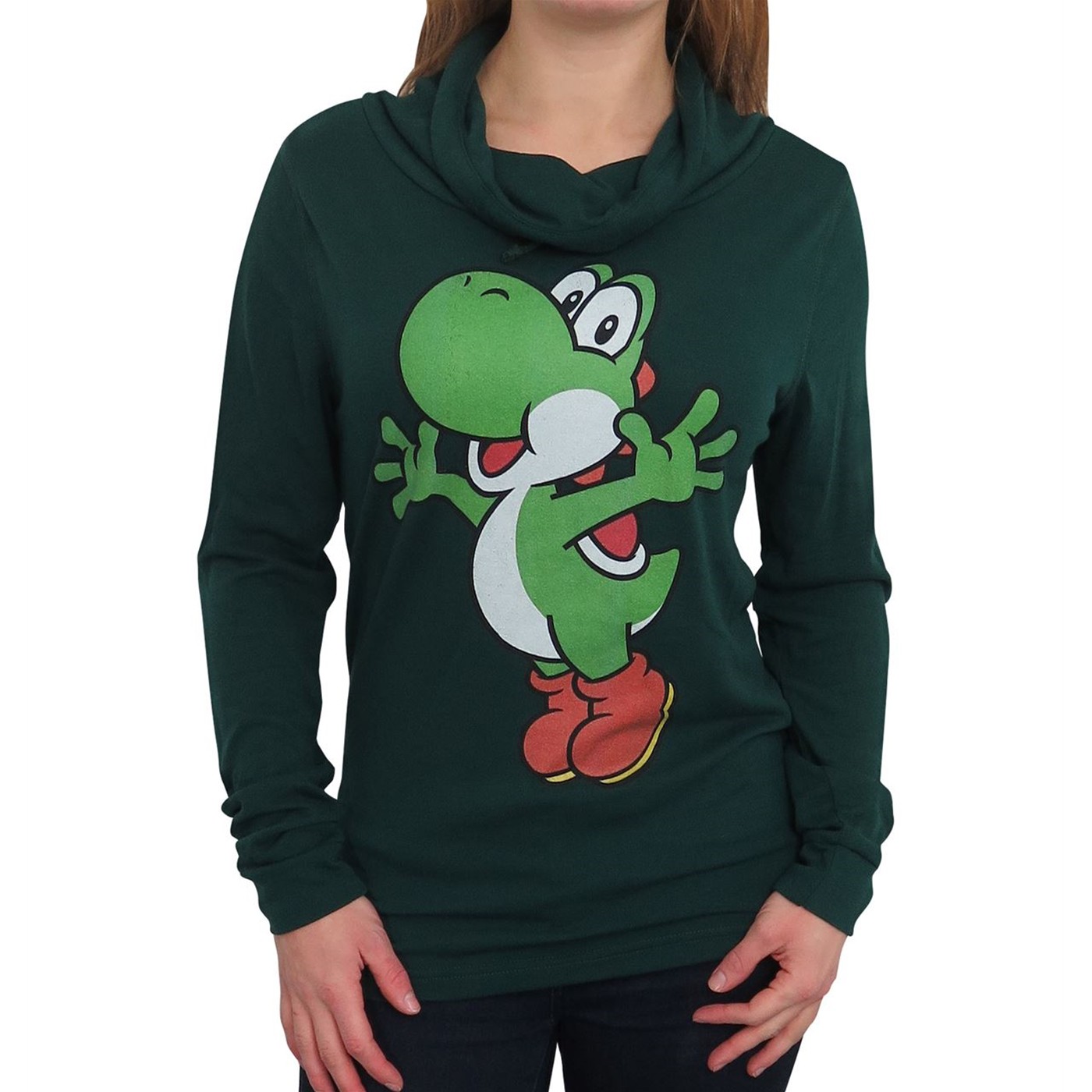 Super Mario Yoshi Women's Cowl Sweatshirt, Green