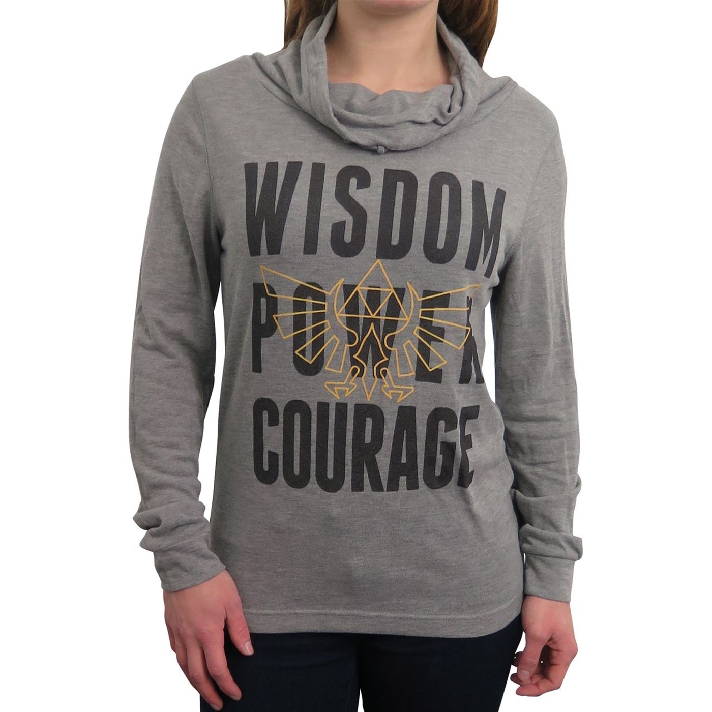 Legend of Zelda Tri-Force Women's Cowl Sweatshirt, Grey