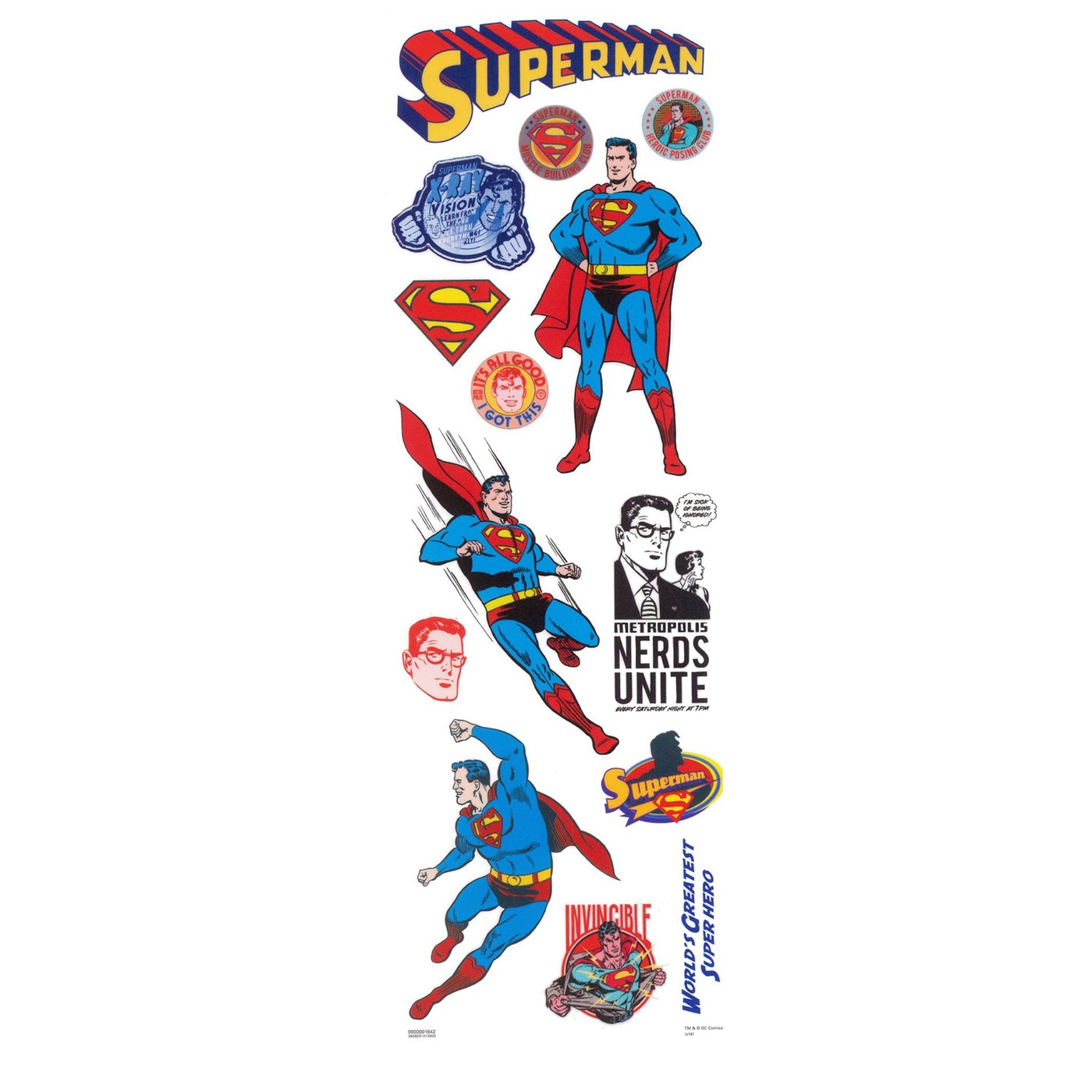 Superman Clear Sticker Pack, Red