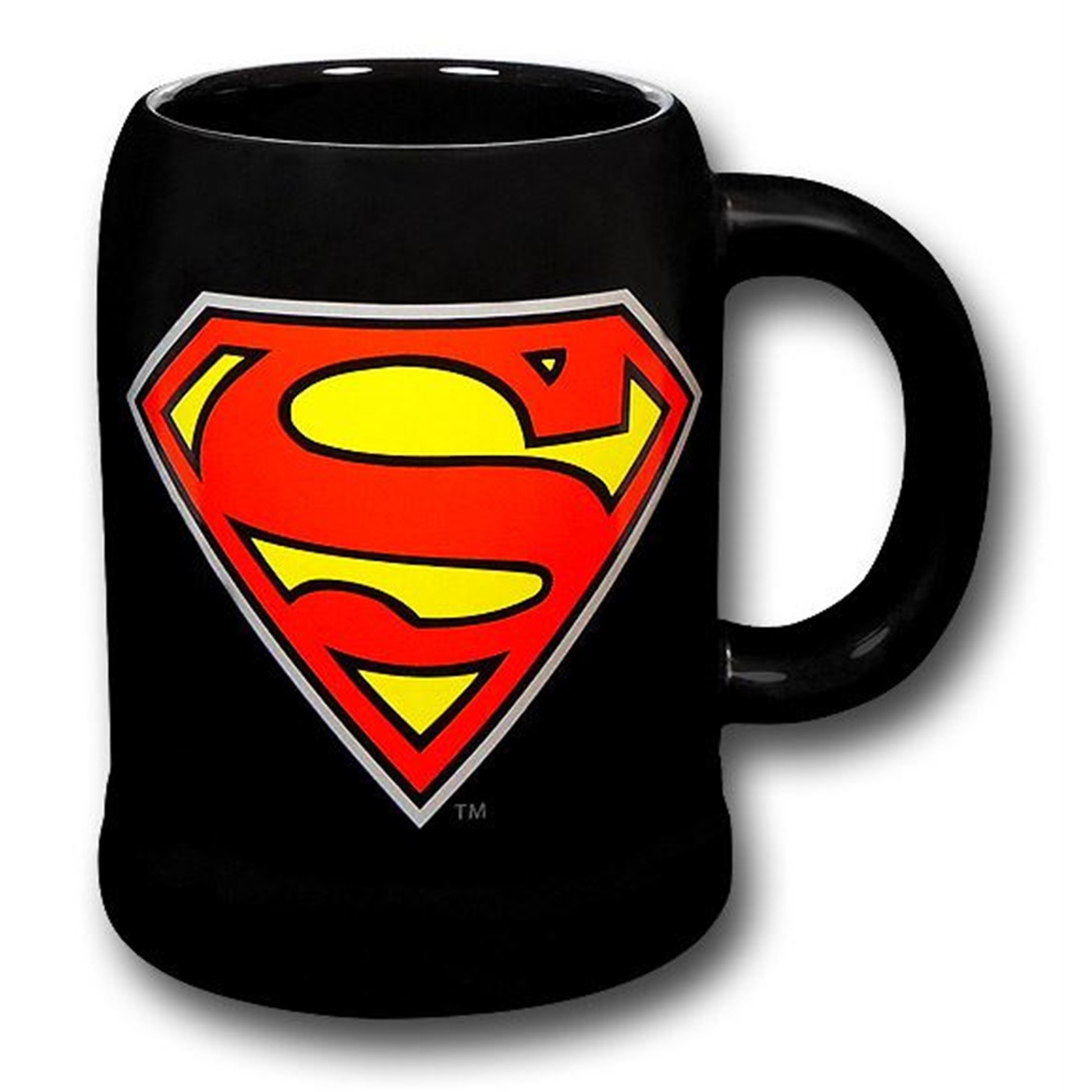 Superman Symbol Black Ceramic Stein, Black