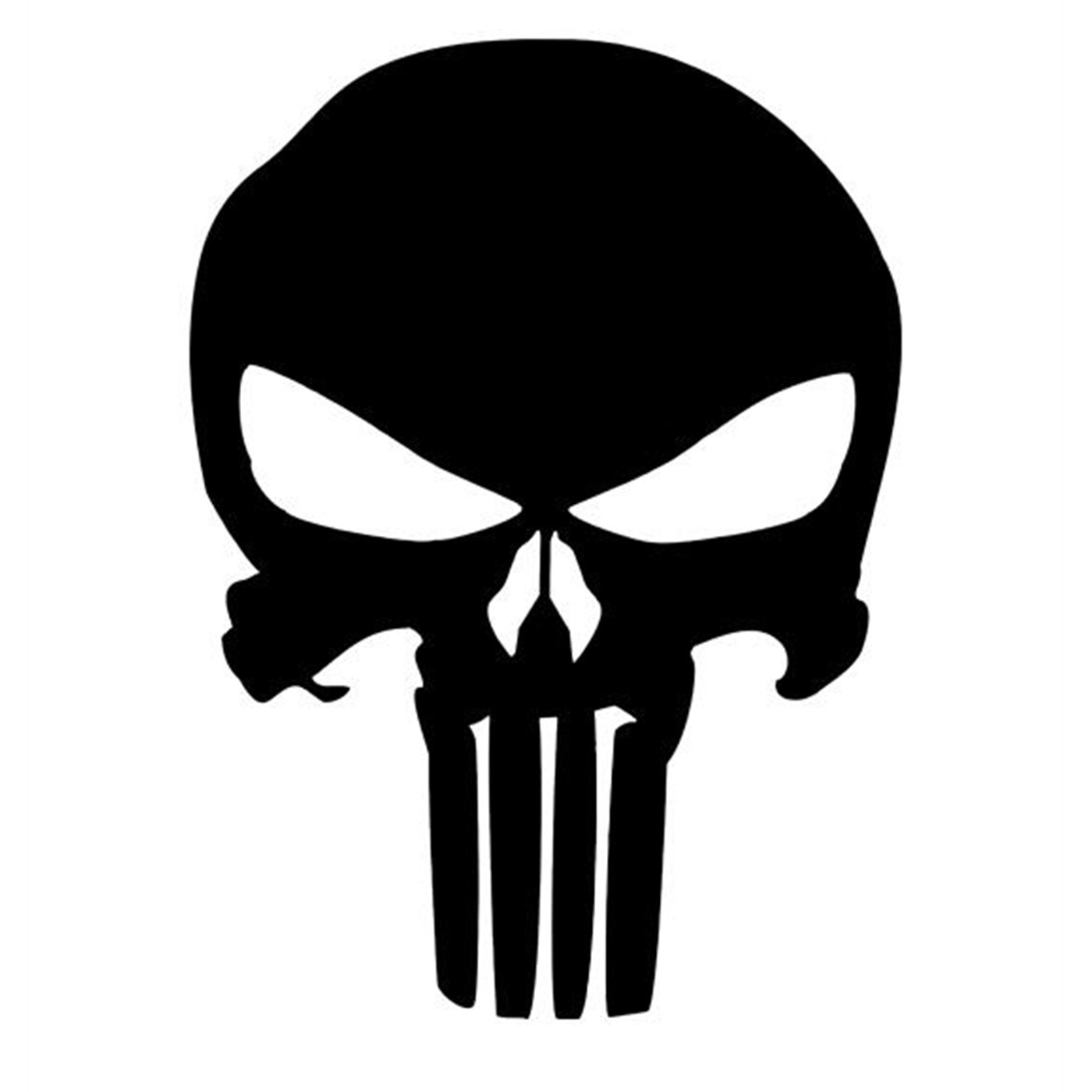 Punisher 10 Inch Black Skull Sticker, Black
