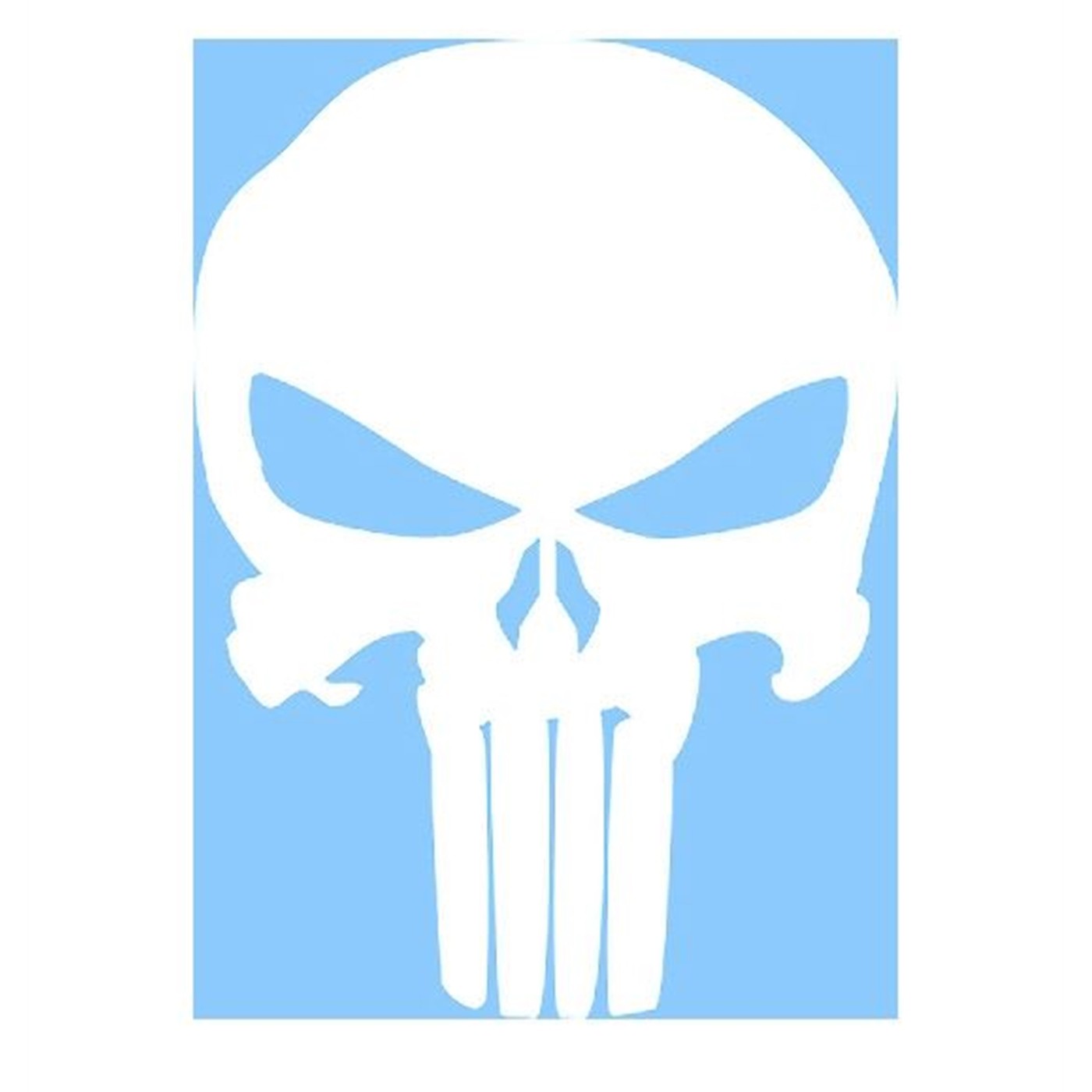 Punisher 10 inch White Skull Sticker, White