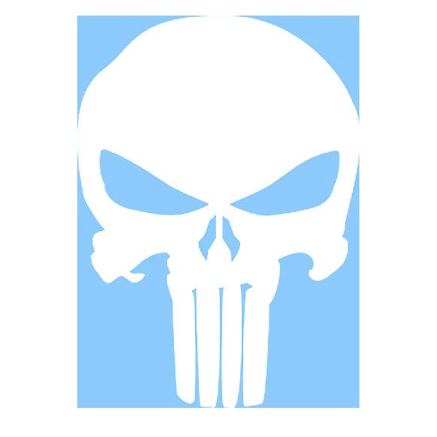 Punisher 4 Inch White Skull Sticker, White