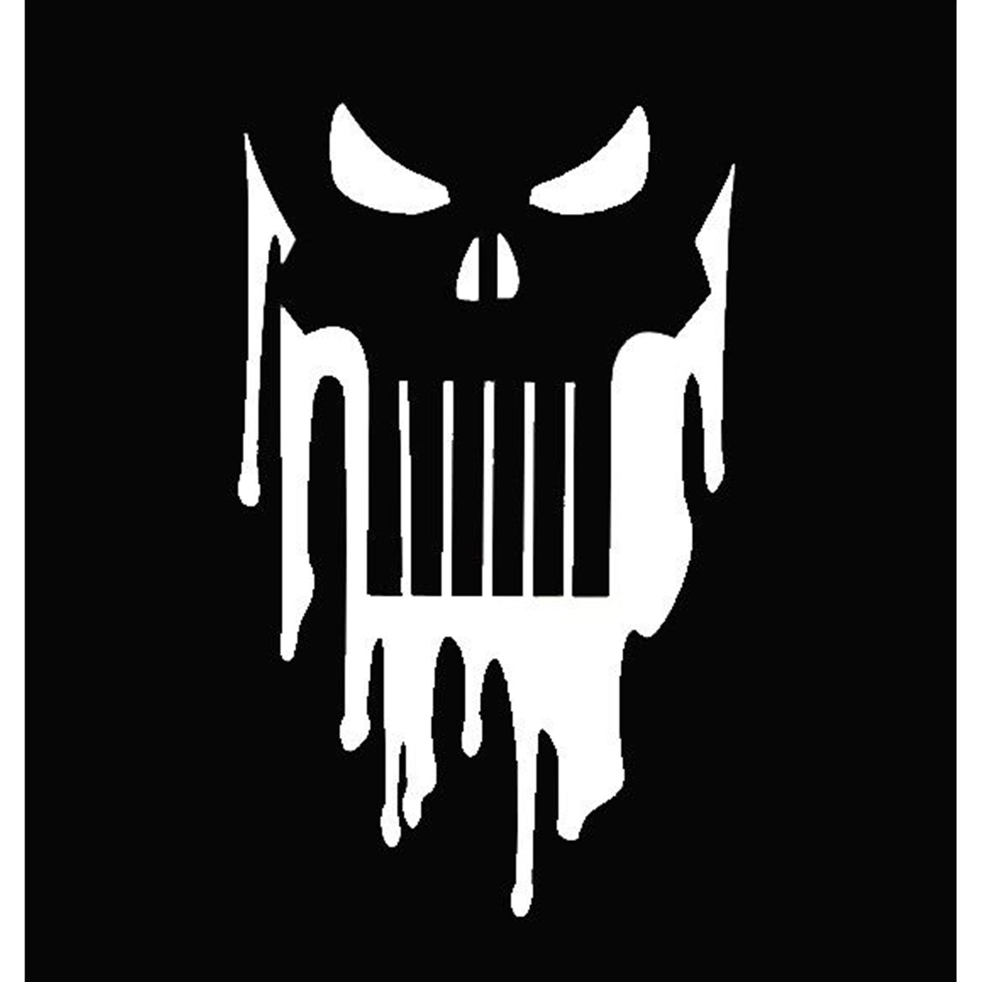 Punisher 4 Inch White Drip Skull Rub On Sticker, White