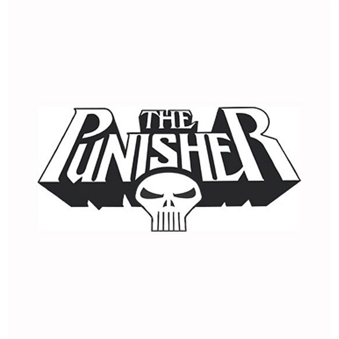 Punisher Black Logo and Skull Rub On Sticker, Black