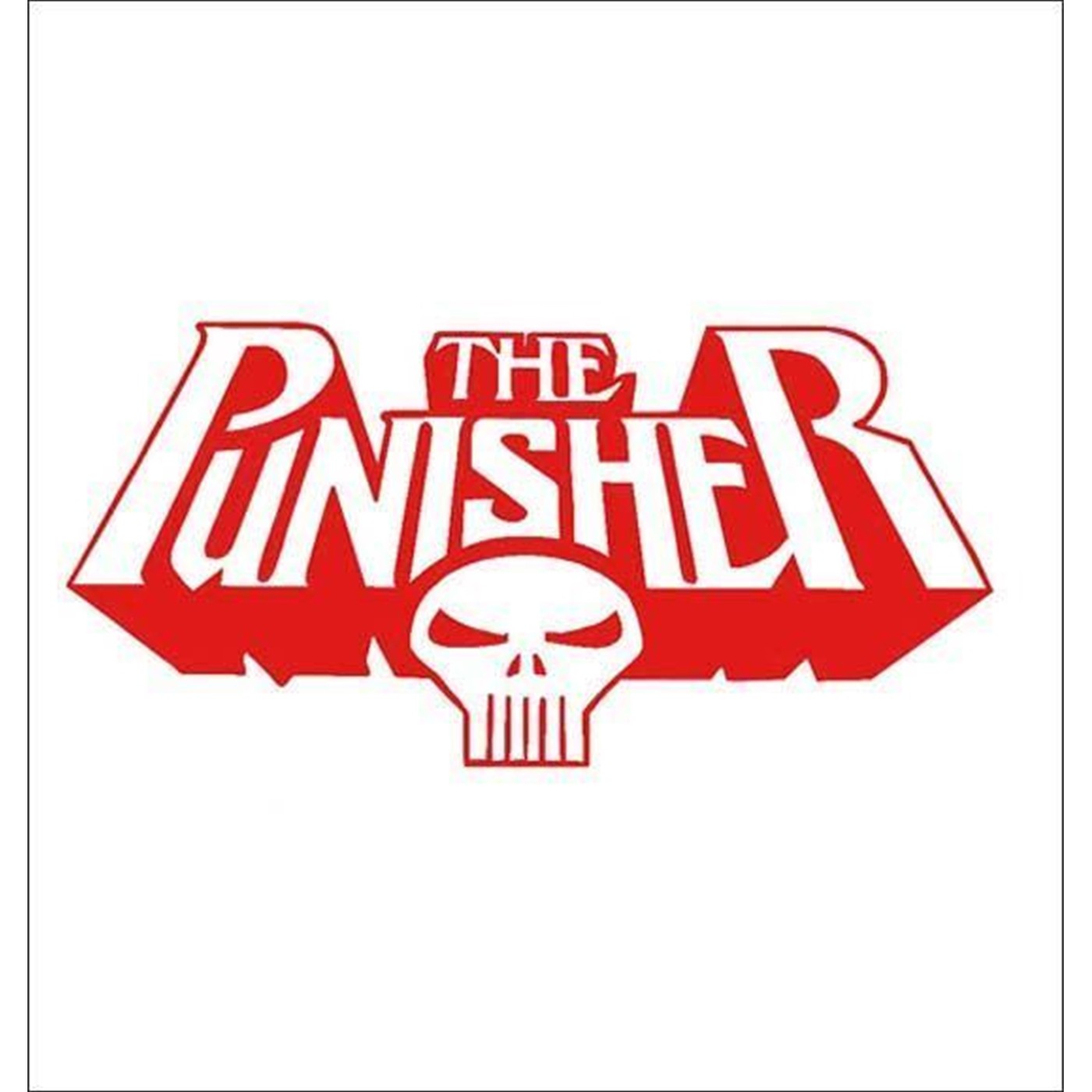 Punisher Red Logo and Skull Rub On Sticker, Red