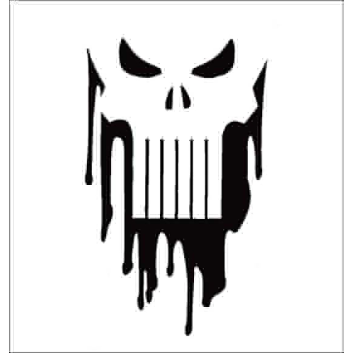 Punisher 10 Inch Black Drip Skull Sticker, Black
