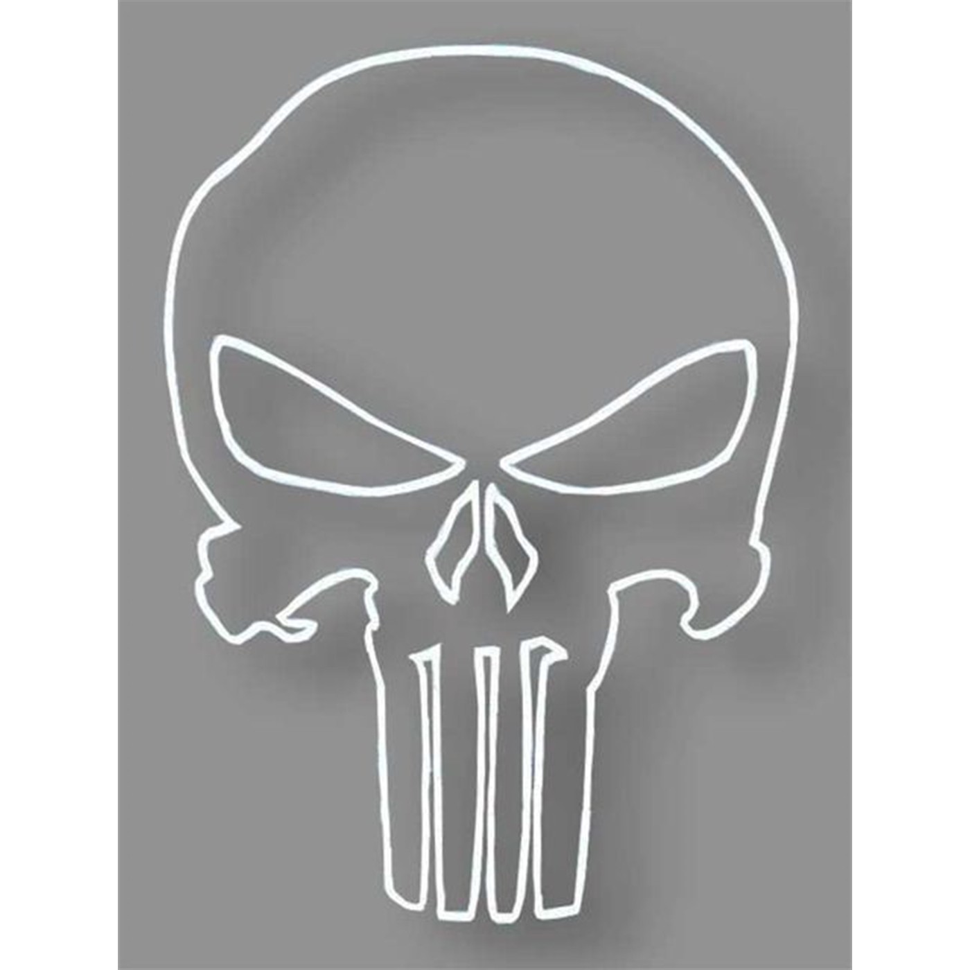 Punisher Sticker 4.5" White Skull Outline