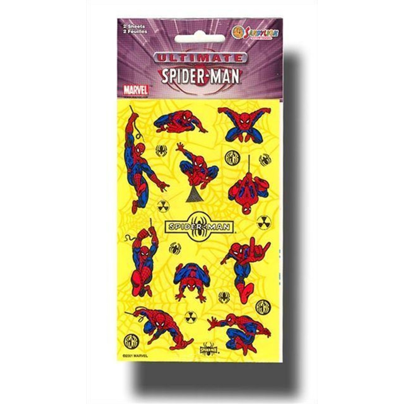 Spiderman Small Stickers 2 Sheets - Yellow