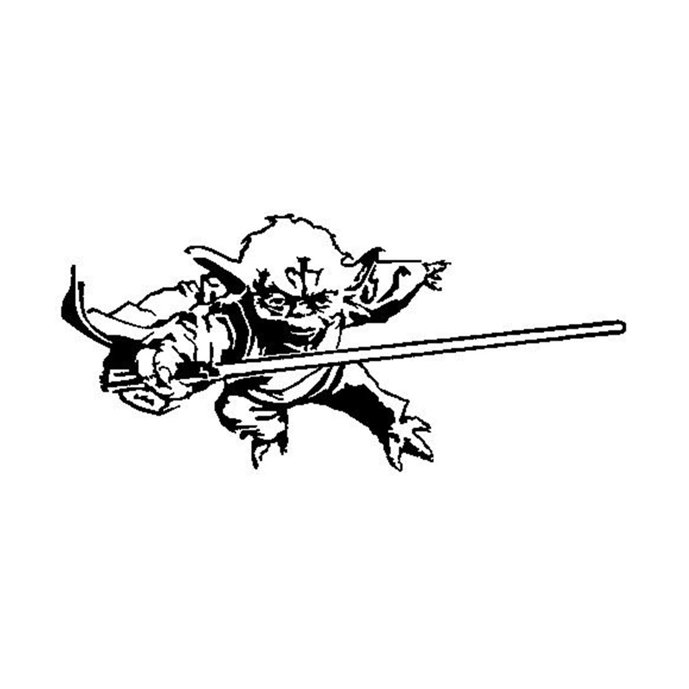 Star Wars Fighting Yoda Sticker - Black, Black