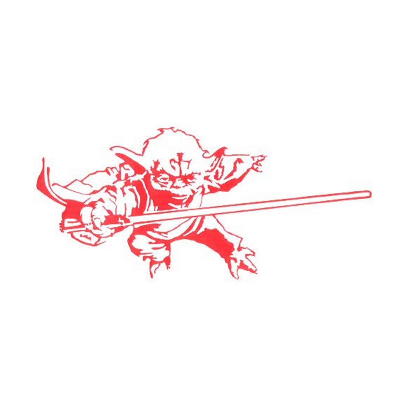 Star Wars Fighting Yoda Sticker - Red, Red