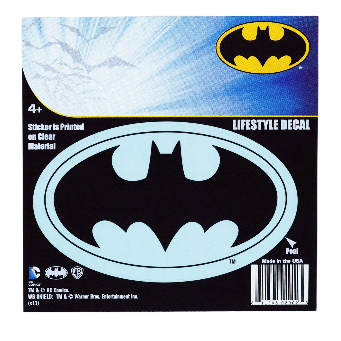 Batman Black Symbol on Clear Lifestyle Decal, Black