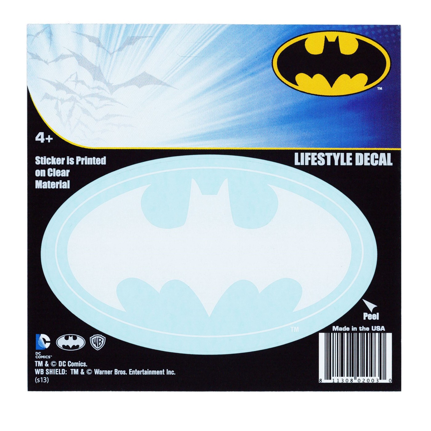 Batman White Symbol on Clear Lifestyle Decal, White