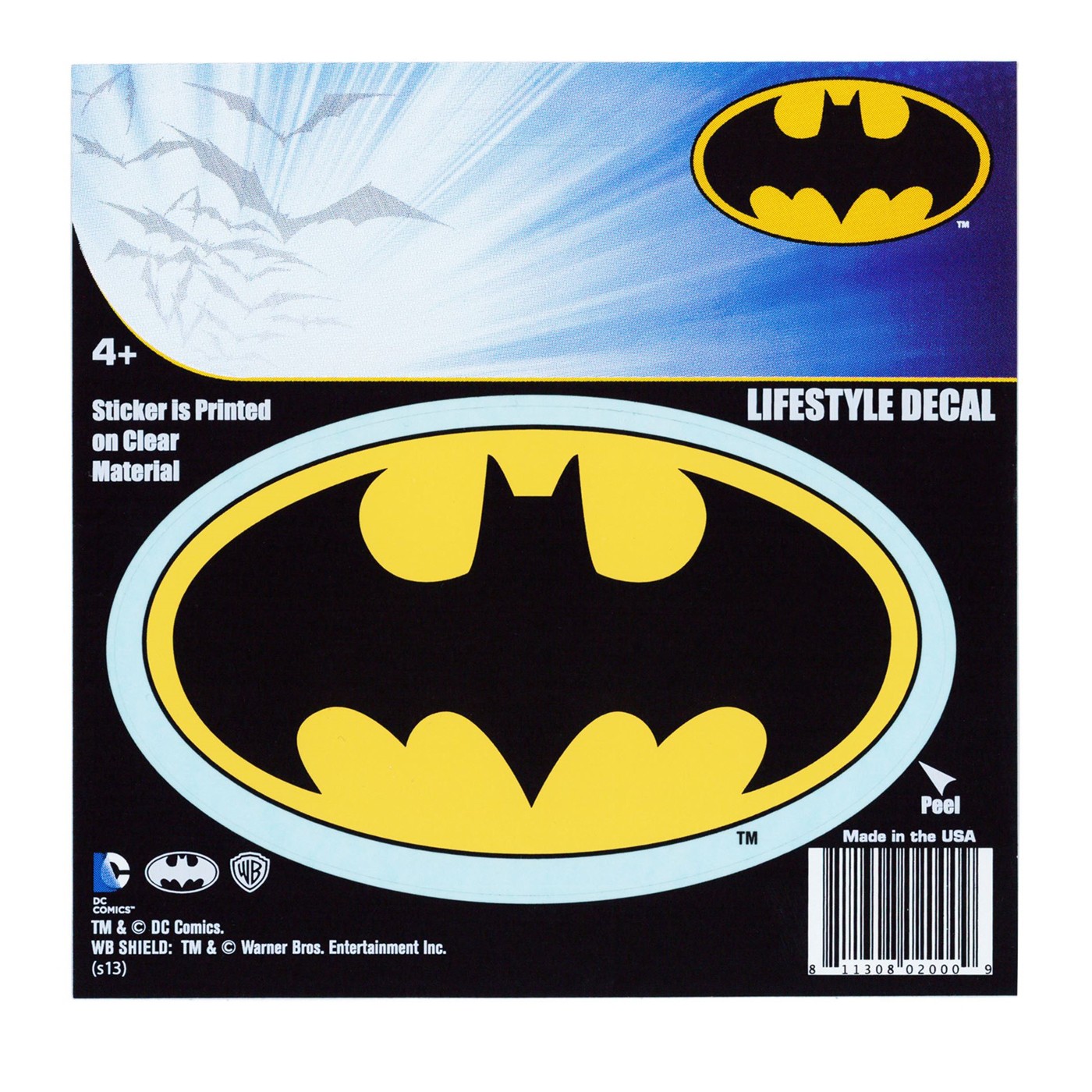 Batman Yellow Symbol Lifestyle Decal, Black