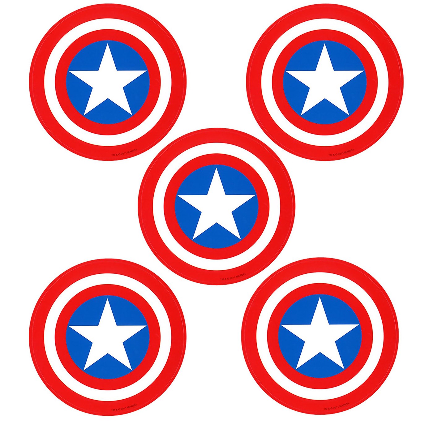 Captain America Shield Sticker 5 Pack, Red
