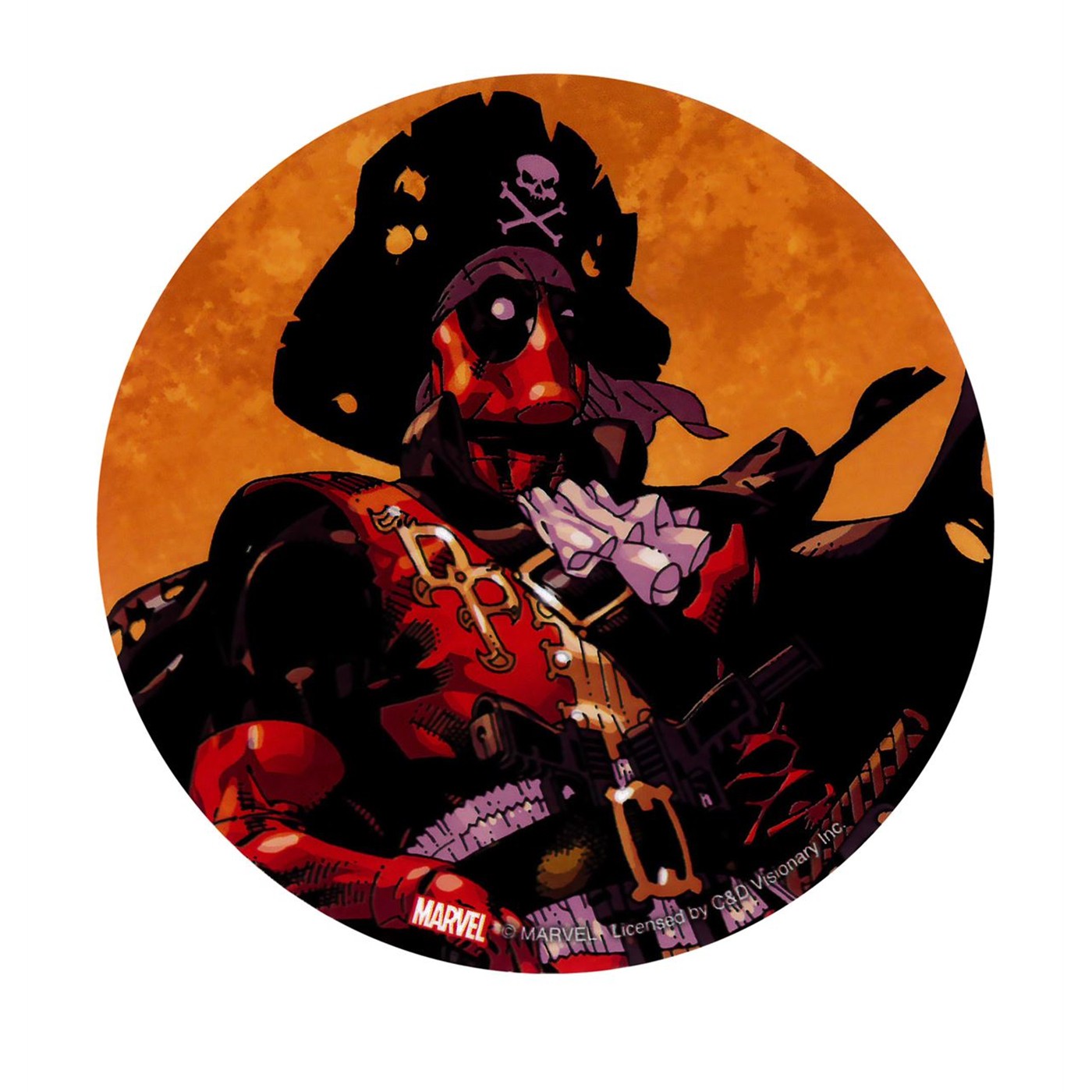 Deadpool Pirate Sticker, Red