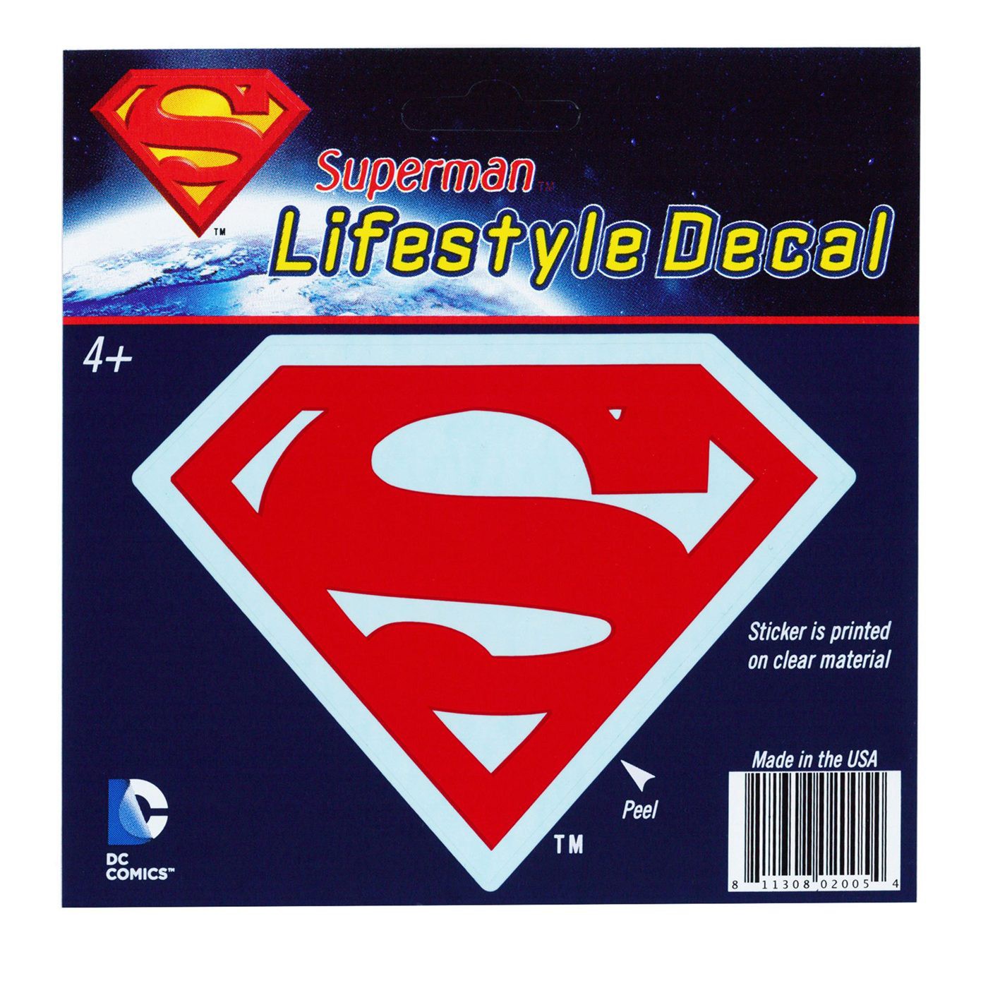 Superman Red Symbol on Clear Lifestyle Decal, Red