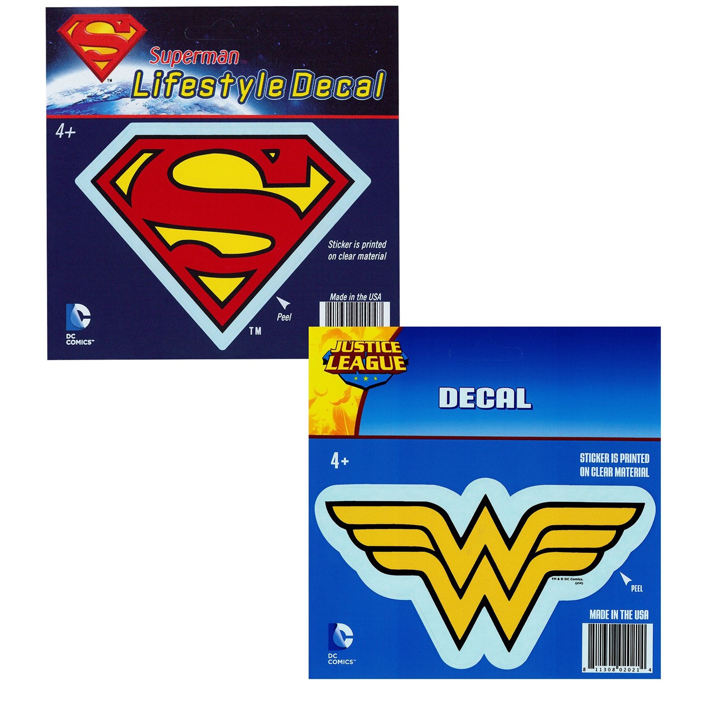 Superman & Wonder Woman Sticker 2 Pack, Red