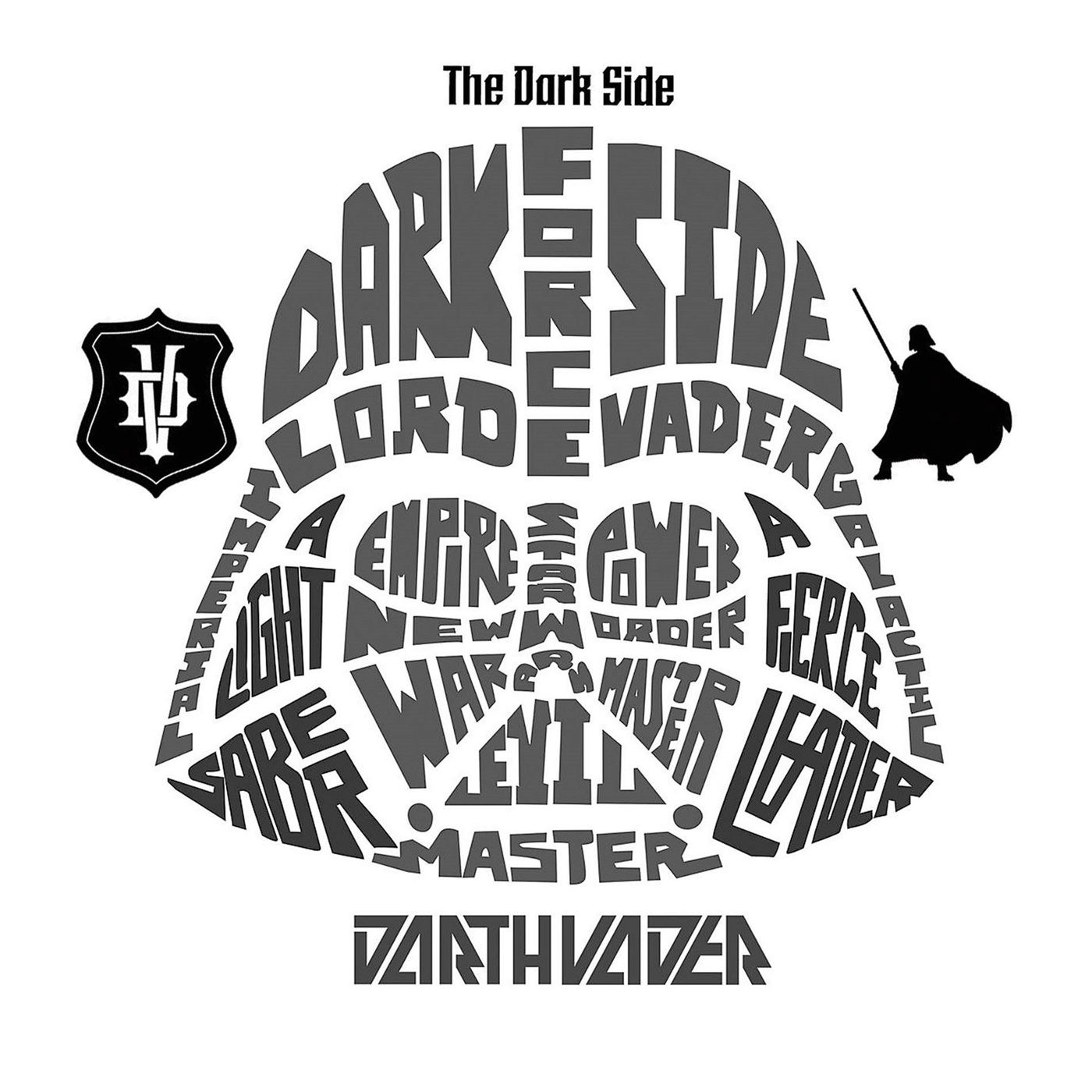 Star Wars Vader Typographic Giant Wall Decal, Black