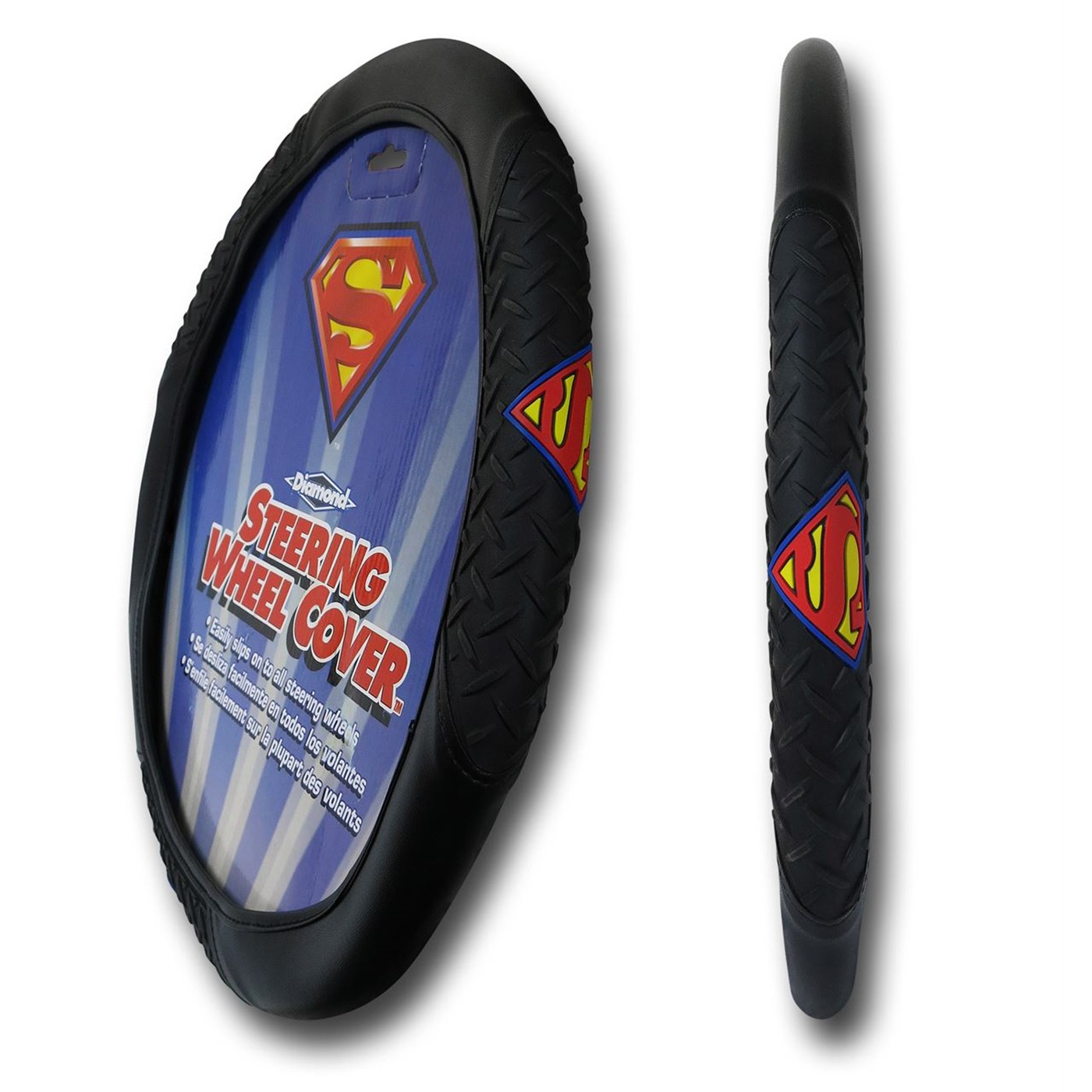 Superman Symbol Steering Wheel Cover, Black