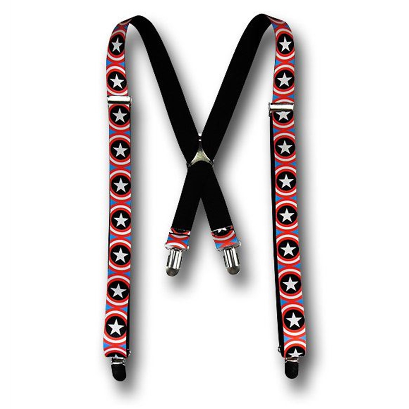 Captain America Shield Blue Suspenders, Red