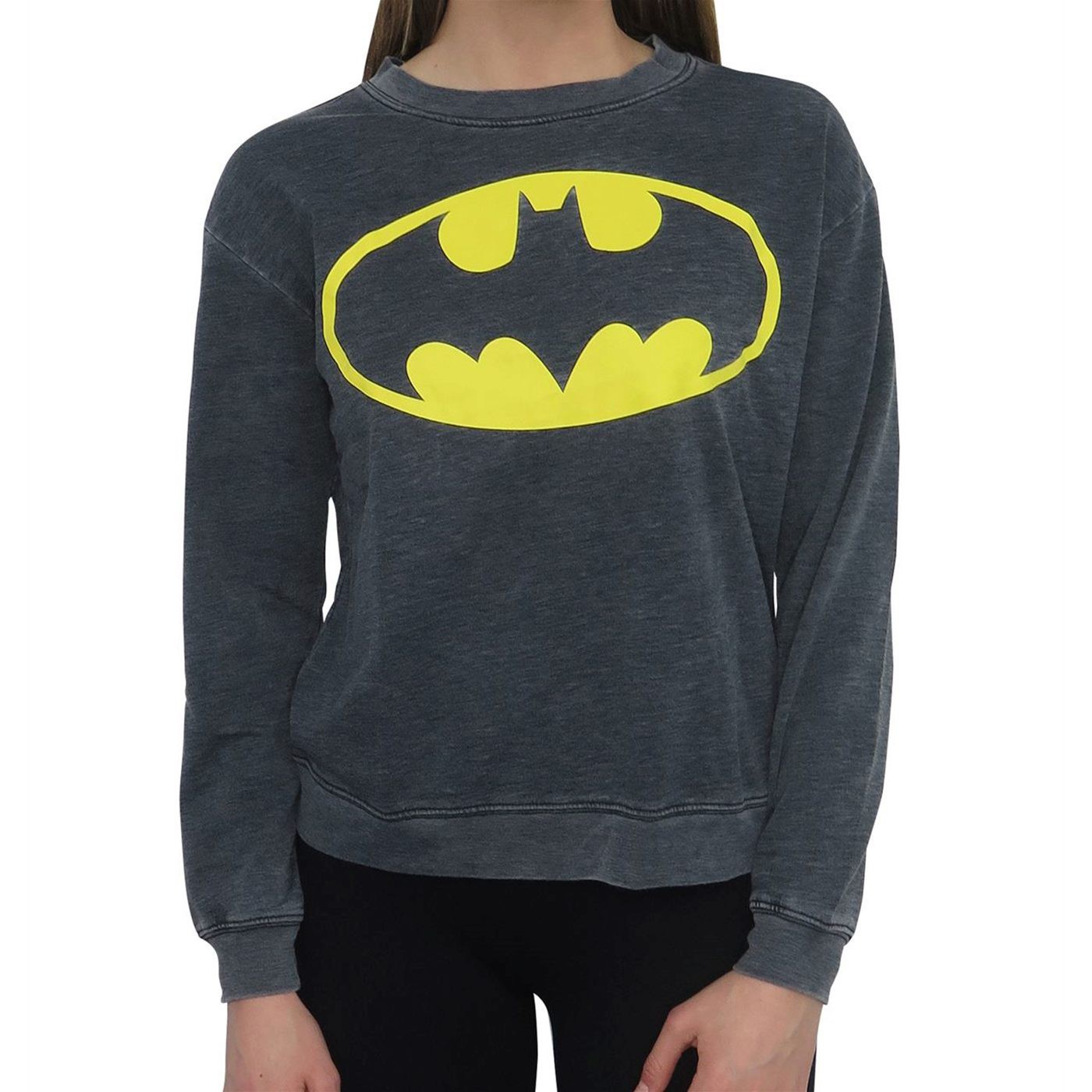 Batman Symbol Women's Heather Fade Sweatshirt, Grey