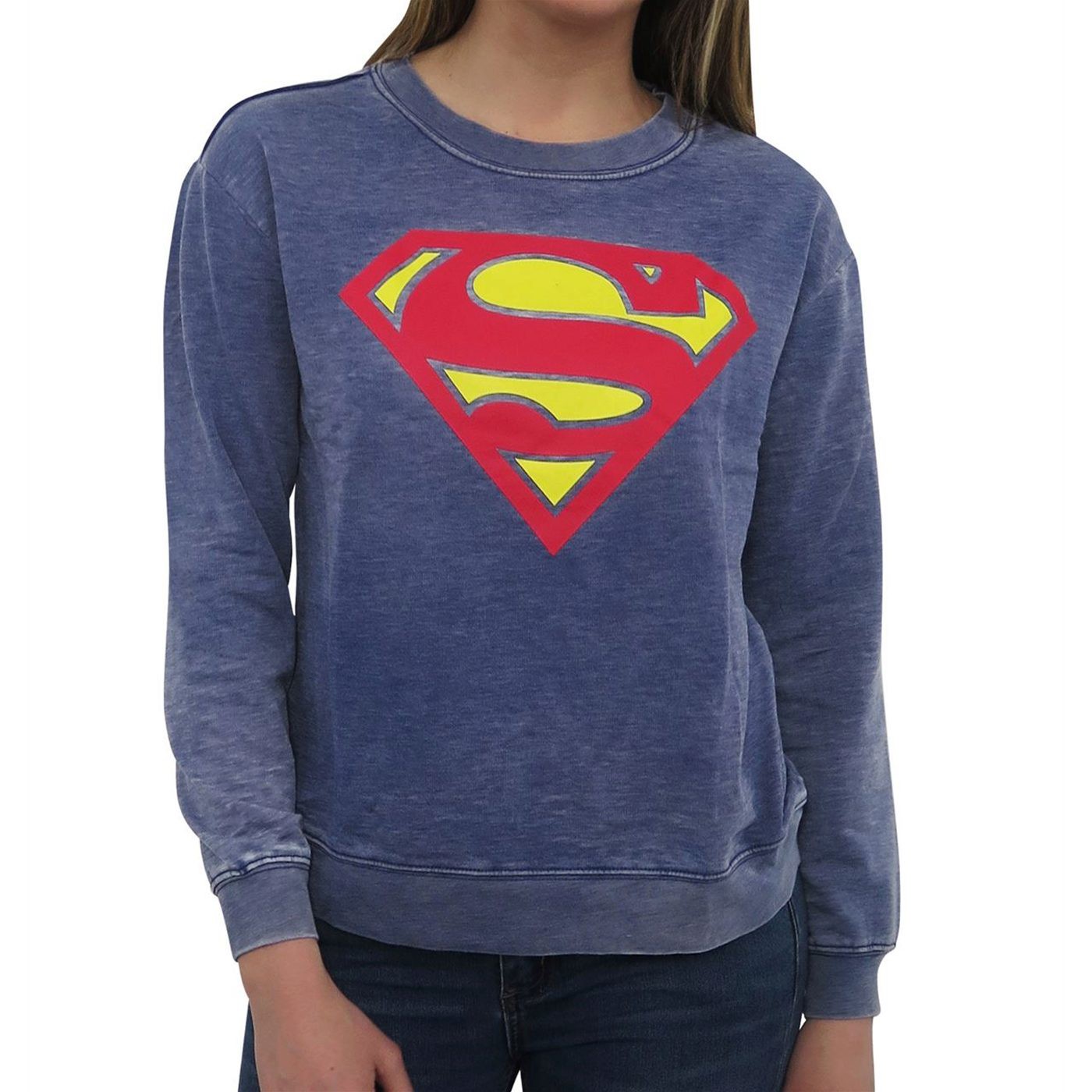 Superman Symbol Women's Heather Fade Sweatshirt, Blue