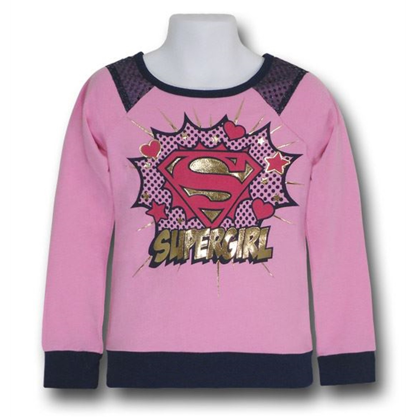 Supergirl Juvenile Unbrushed Fleece Sweatshirt, Pink