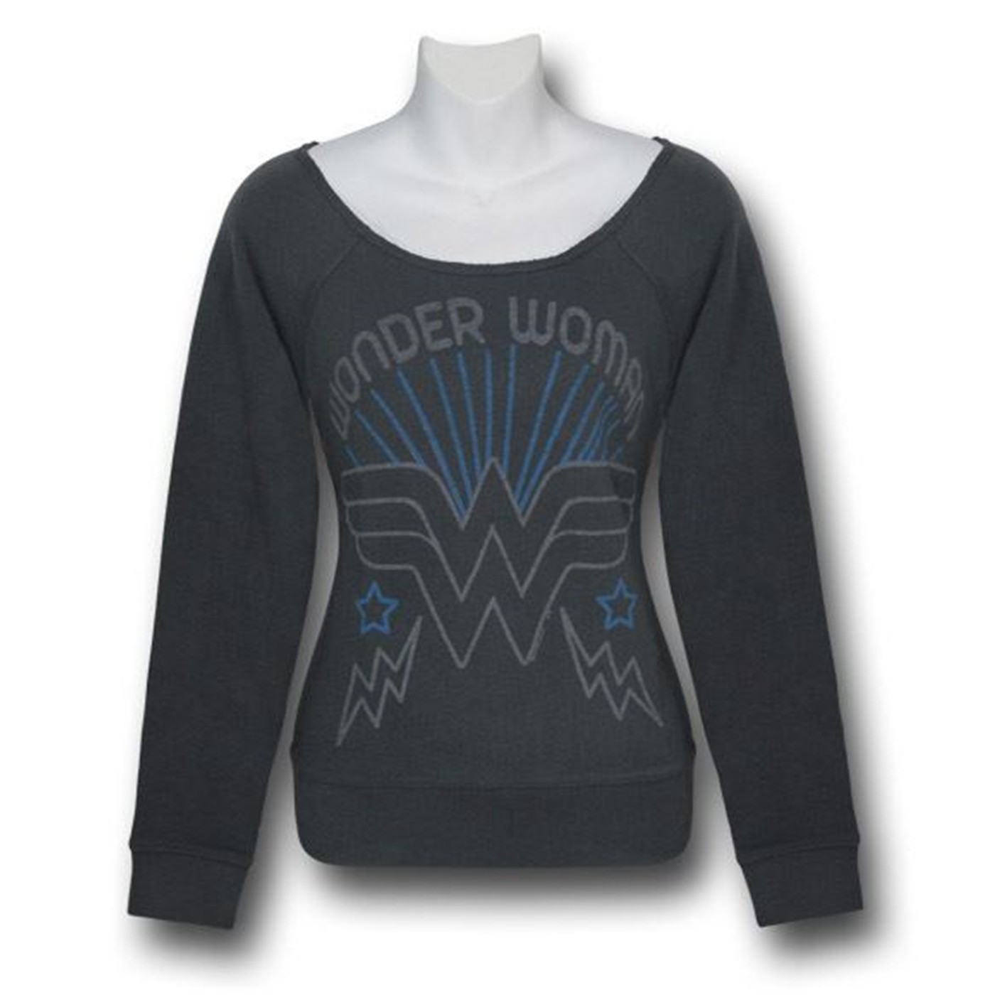 Wonder Woman Off Shoulder Junk Food Fleece, Grey