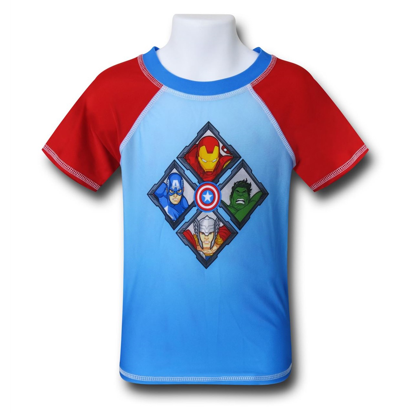Avengers Heads Kids Rash Guard, Blue