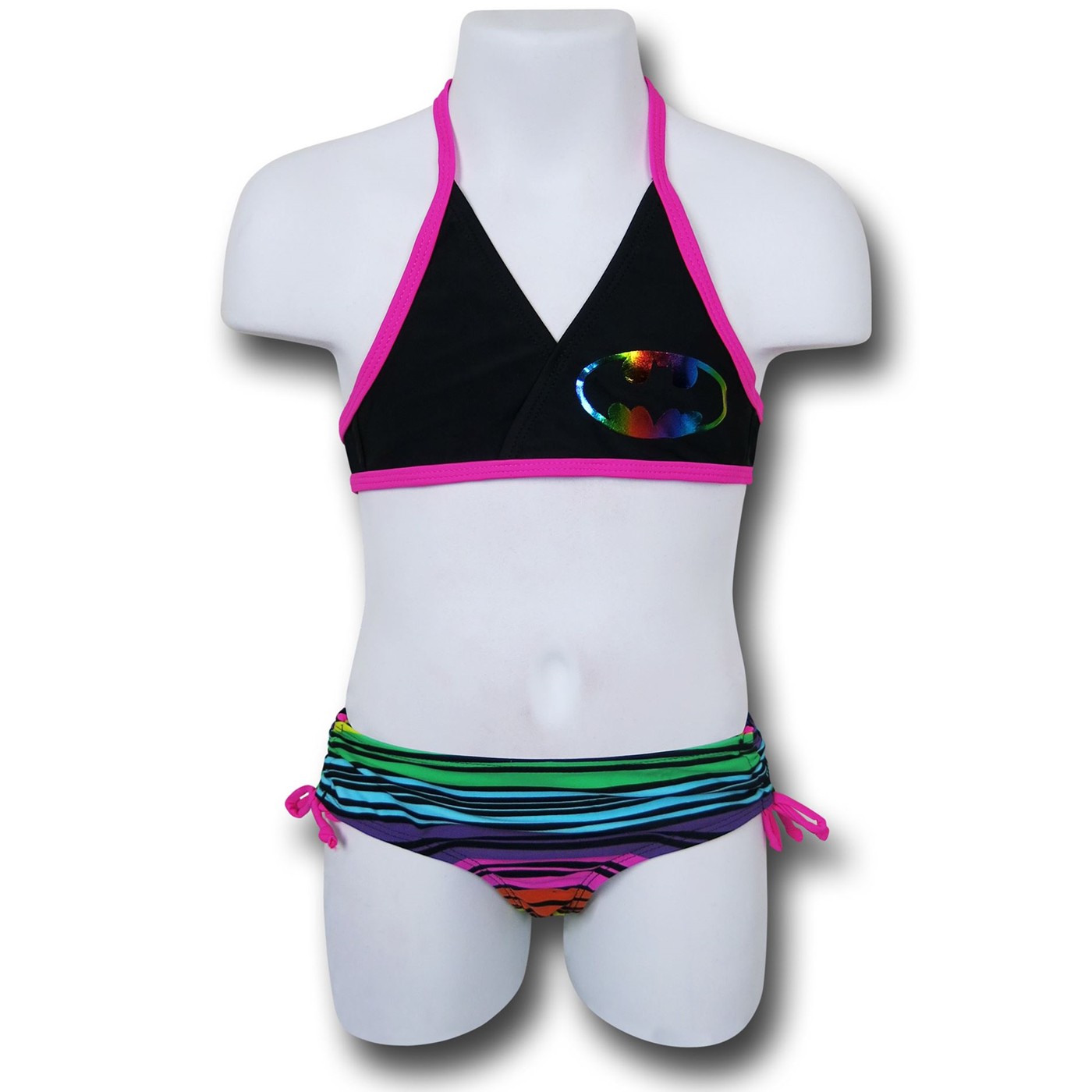 Batgirl Girls Foil Halter Bikini, Black