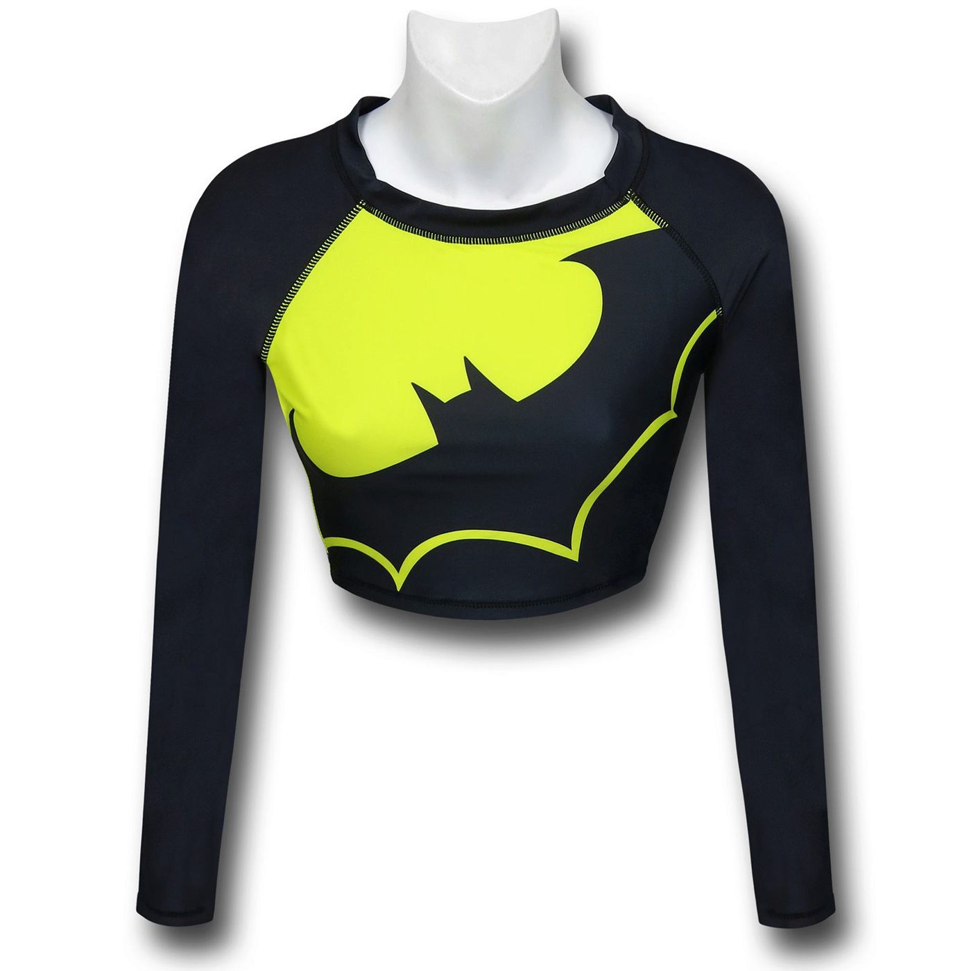 Batman Crop Top Rash Guard, Black