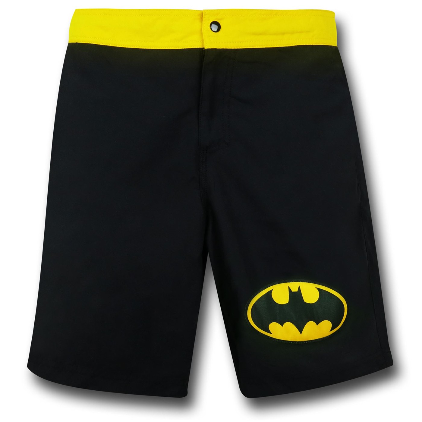 Batman Symbol Black Board Shorts w/ Rear Pocket, Black