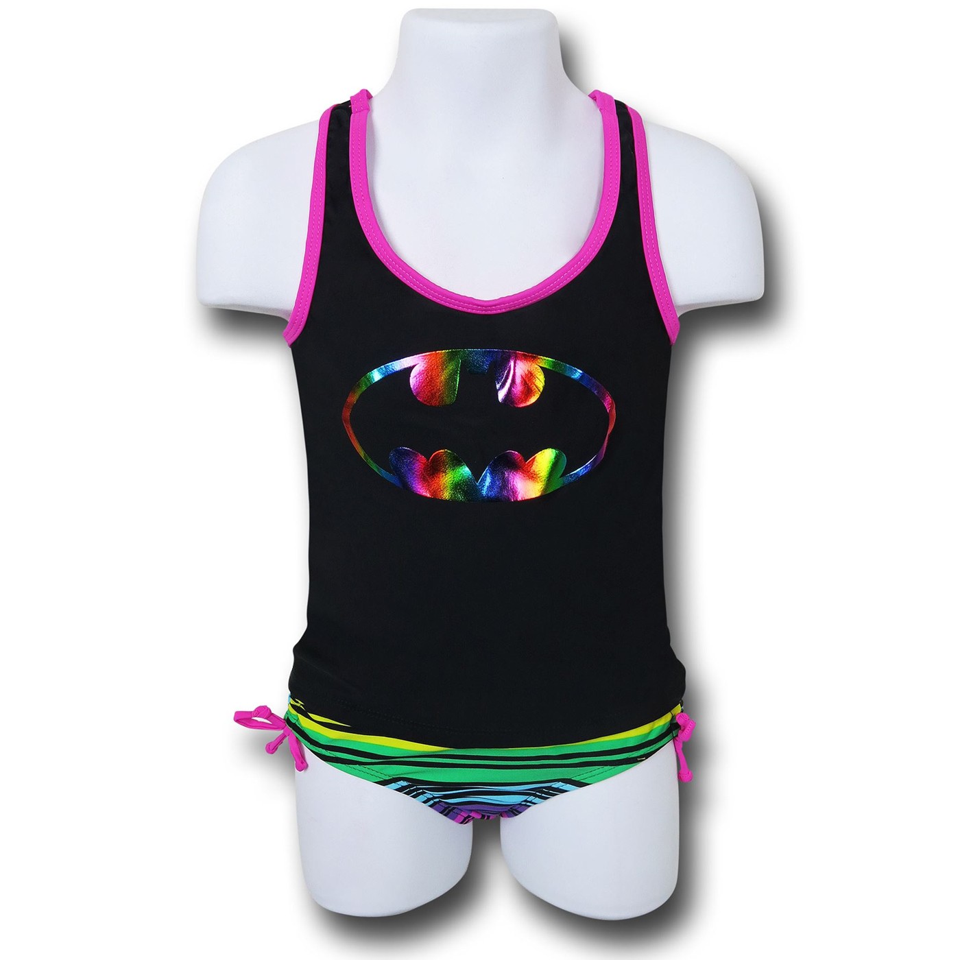 Batgirl Girls Foil Tank Swimsuit, Black