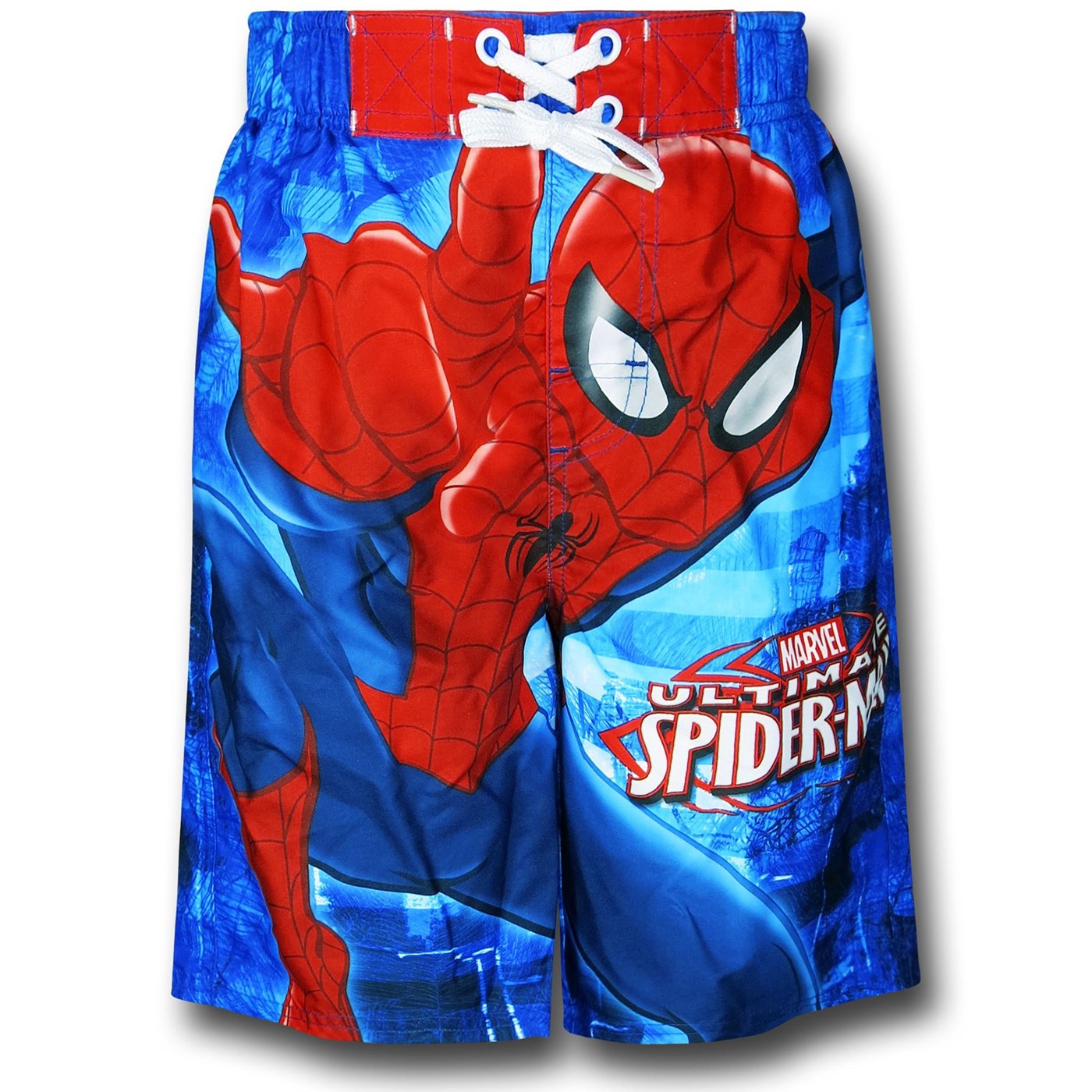 Spiderman Leaping Kid's Board Shorts, Blue