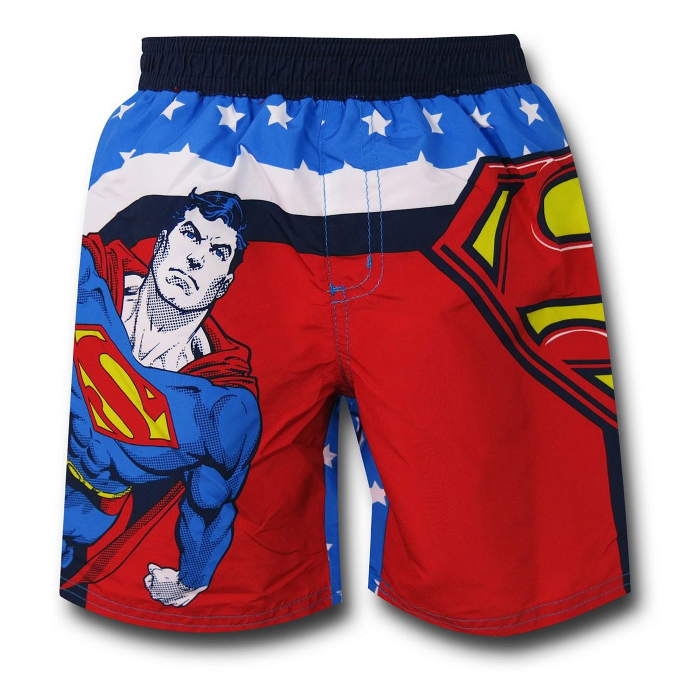 Superman Patriotic Toddler Kids Swim Trunks, Red