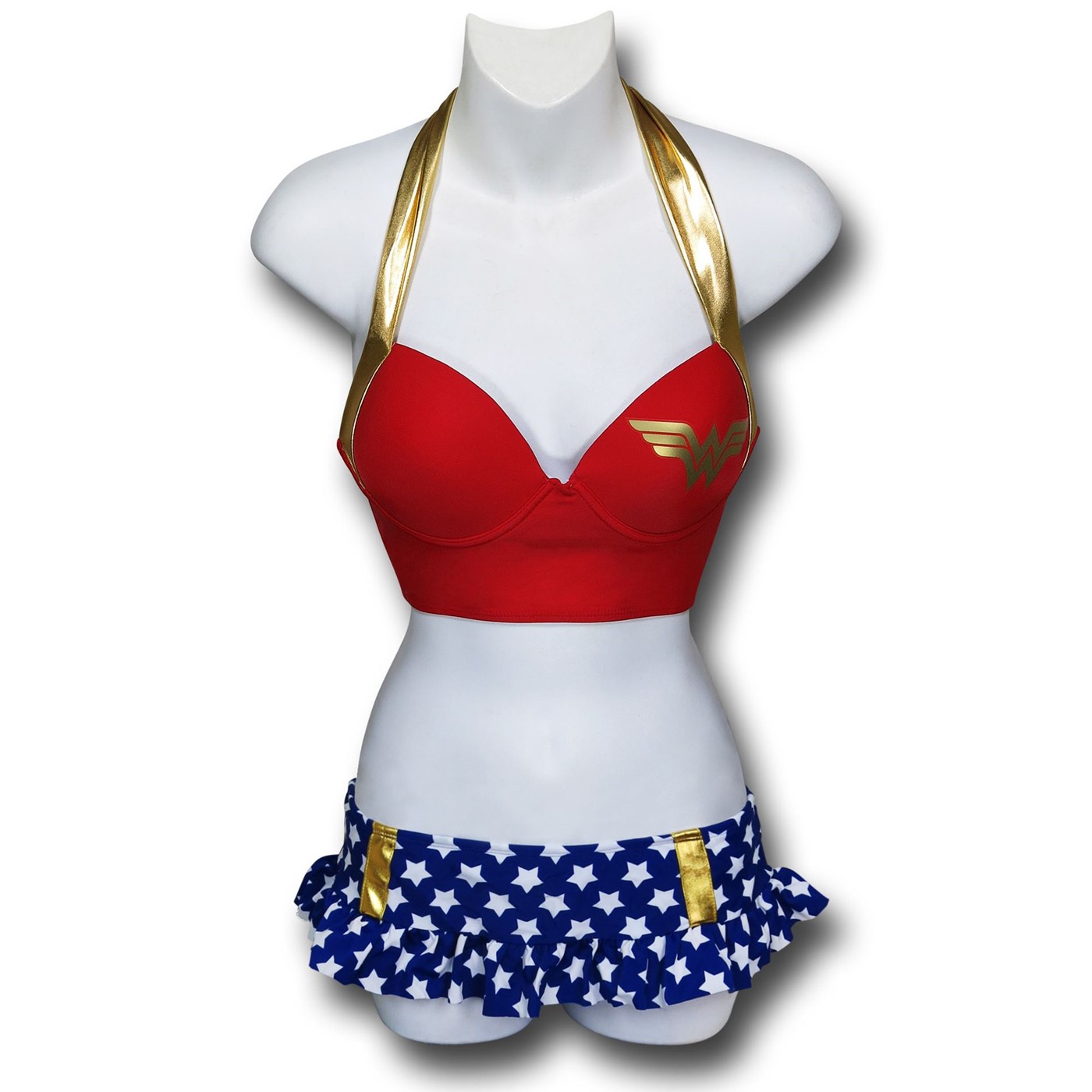 Wonder Woman Bustier Ruffle Bikini, Red