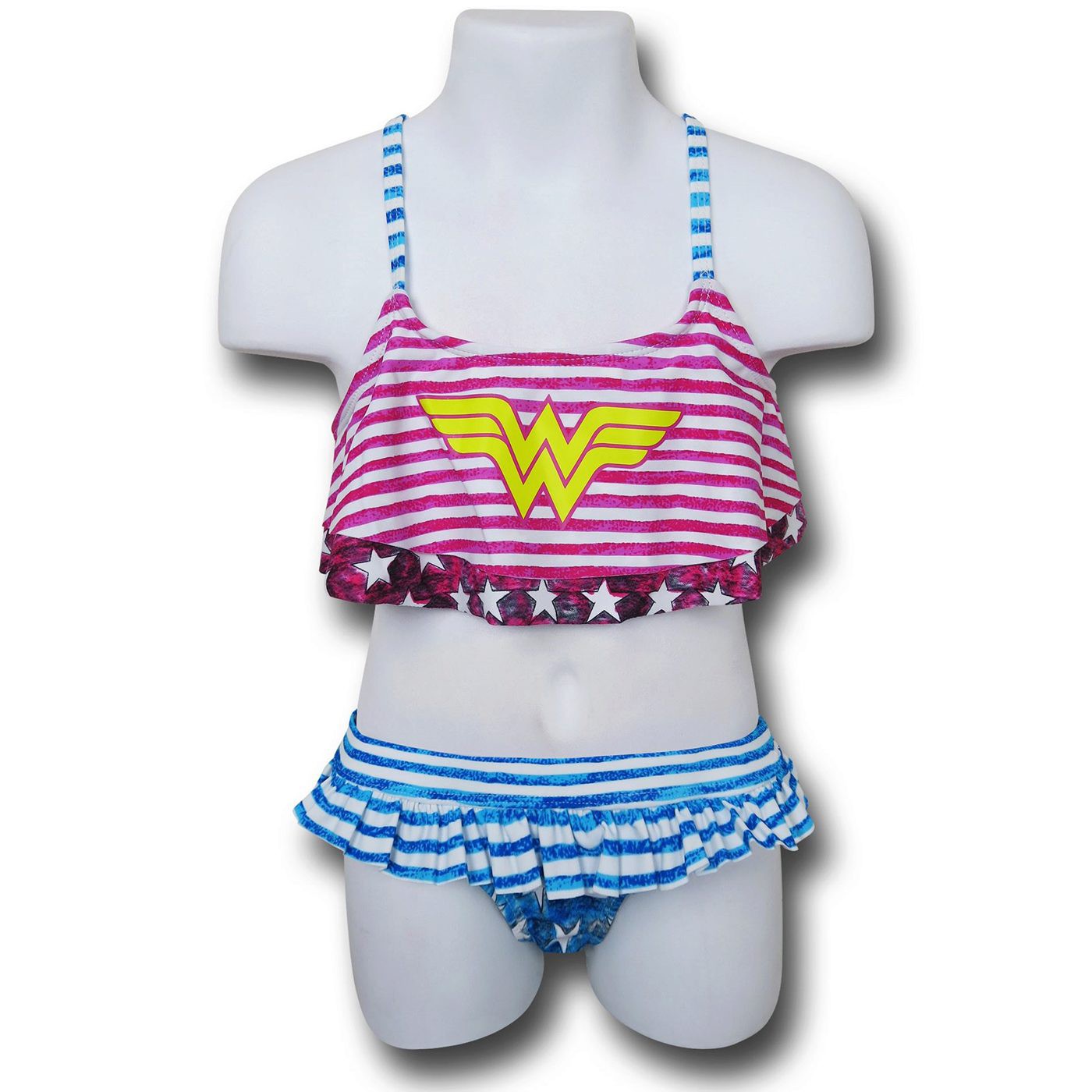 Wonder Woman Cami Skirted Girls Bikini, Pink