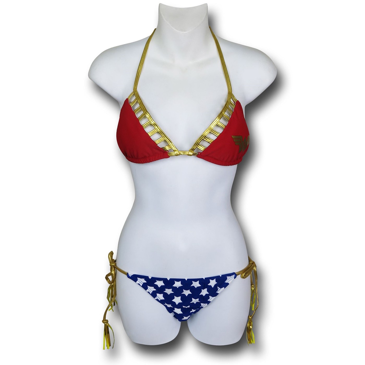 Wonder Woman Lattice Triangle Bikini, Red