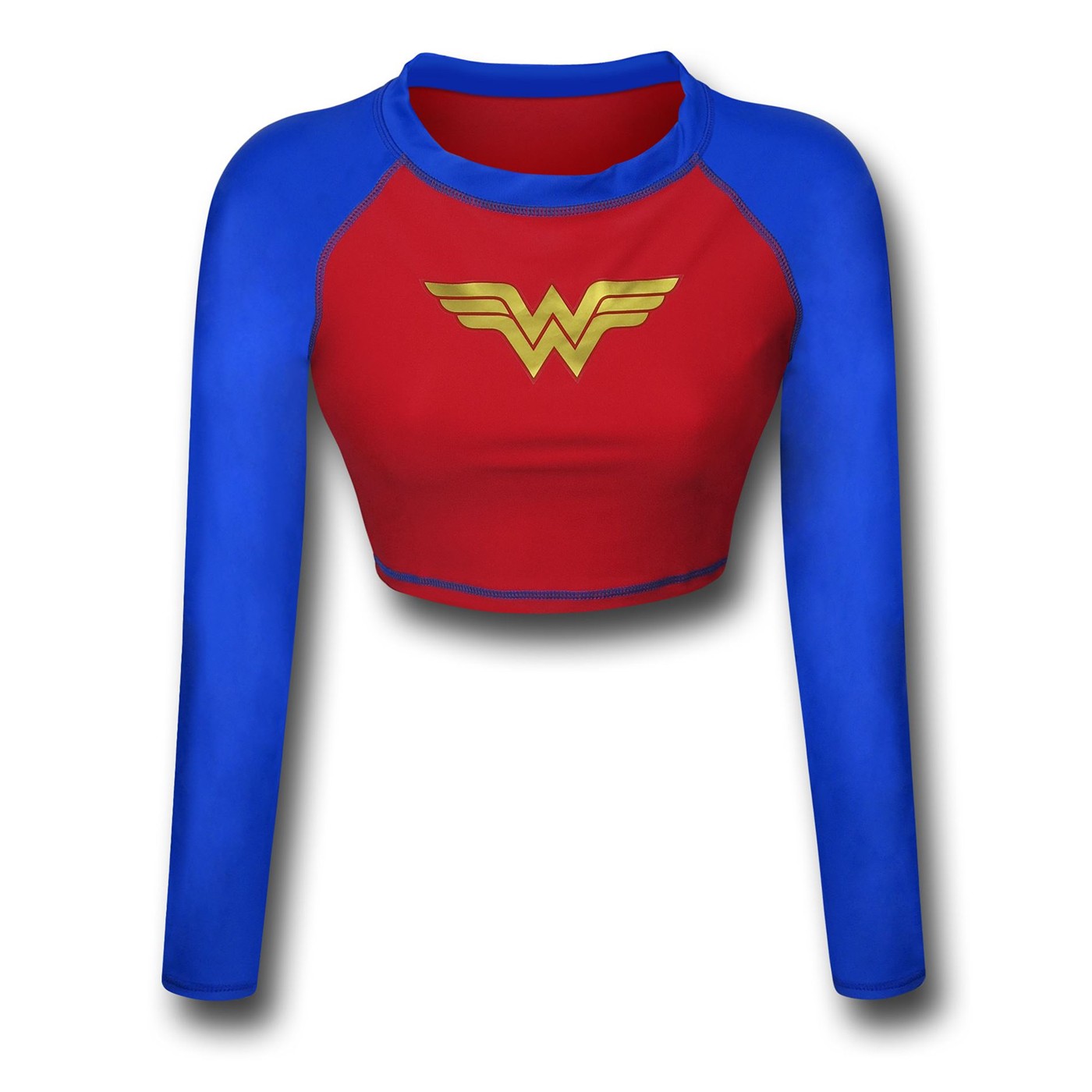 Wonder Woman Crop Top Rash Guard, Red