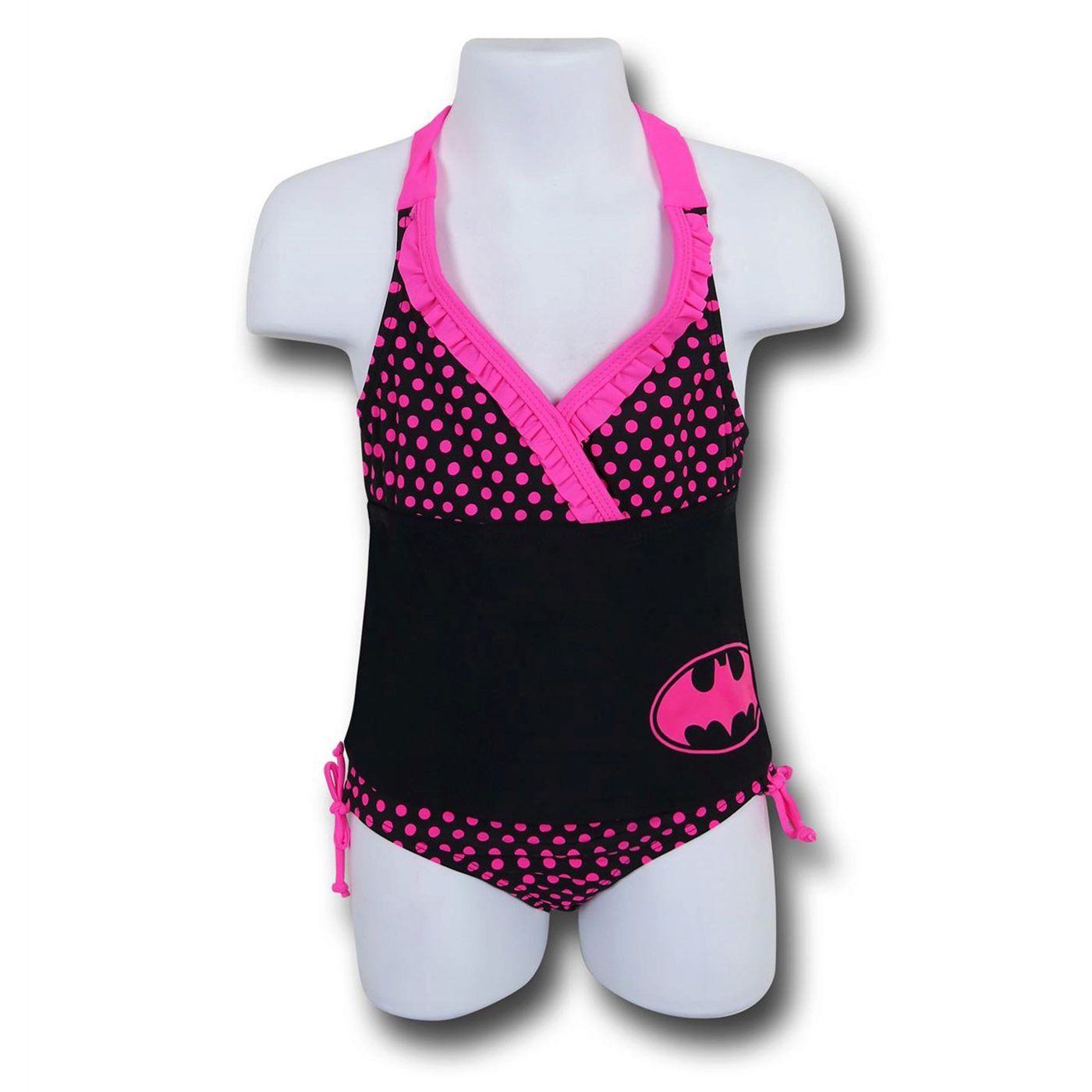 Batman Ruffled Halter Kids Tankini, Black