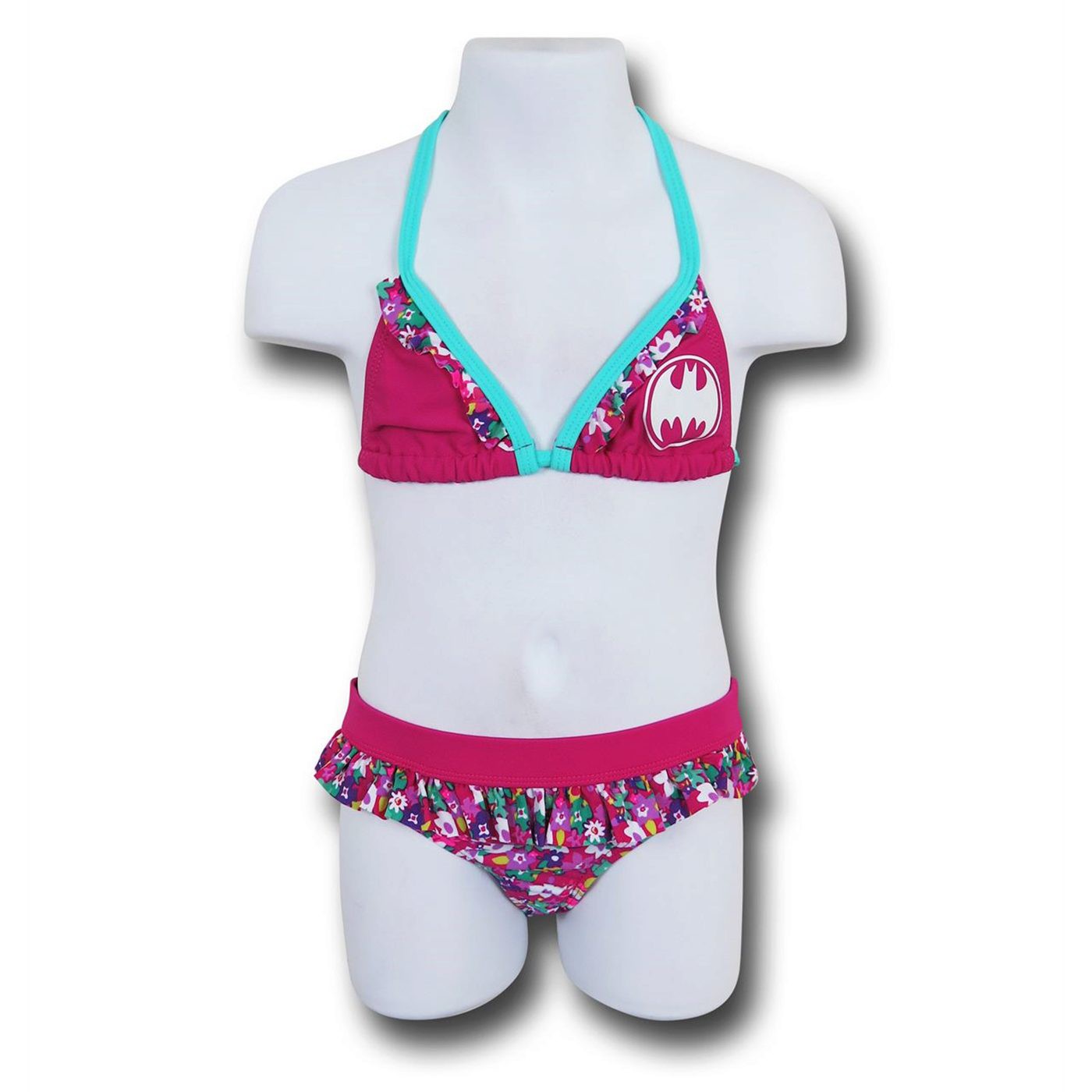Batgirl Bloom Triangle Kids Bikini, Pink