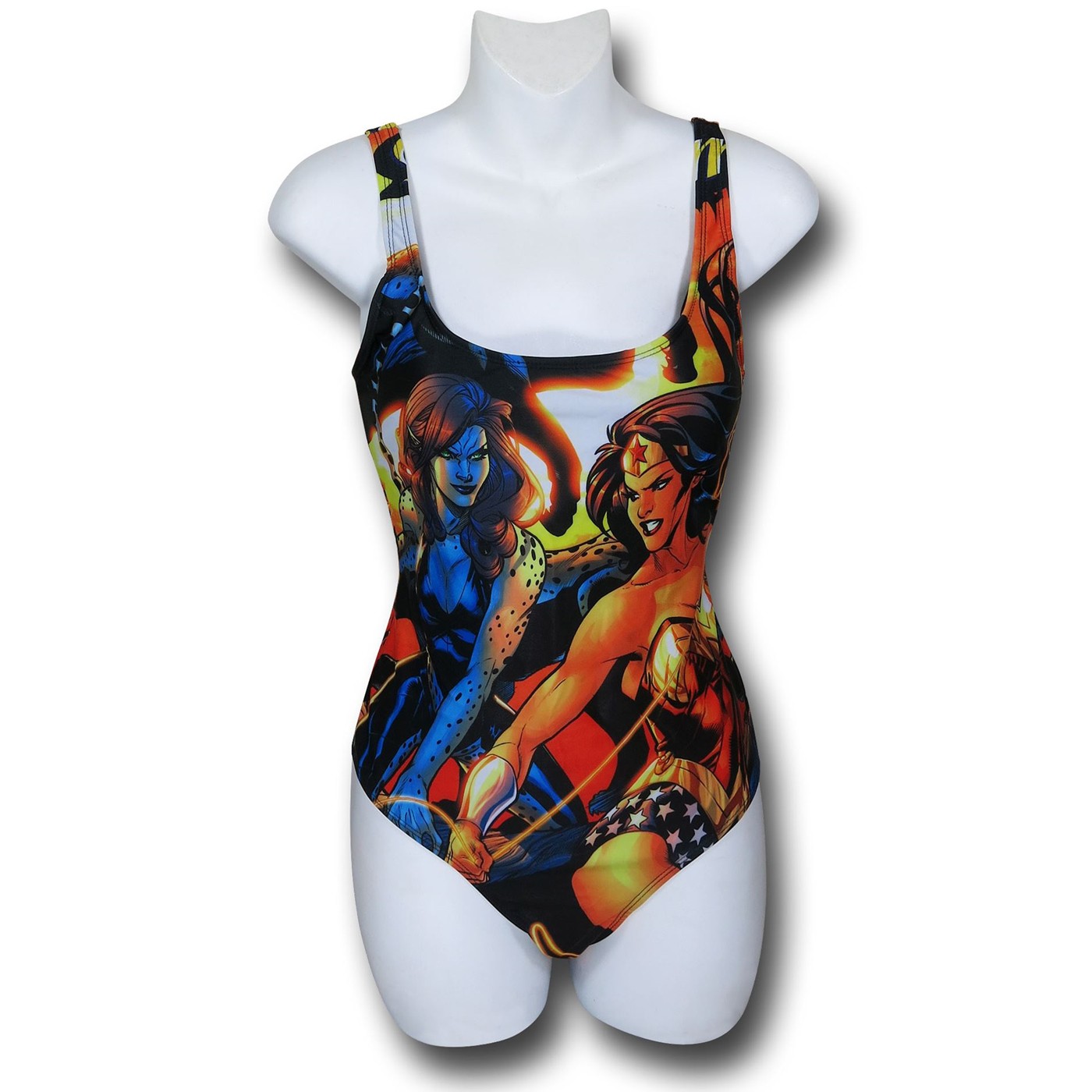 Wonder Woman All-Over Print One-Piece Swimsuit, Black