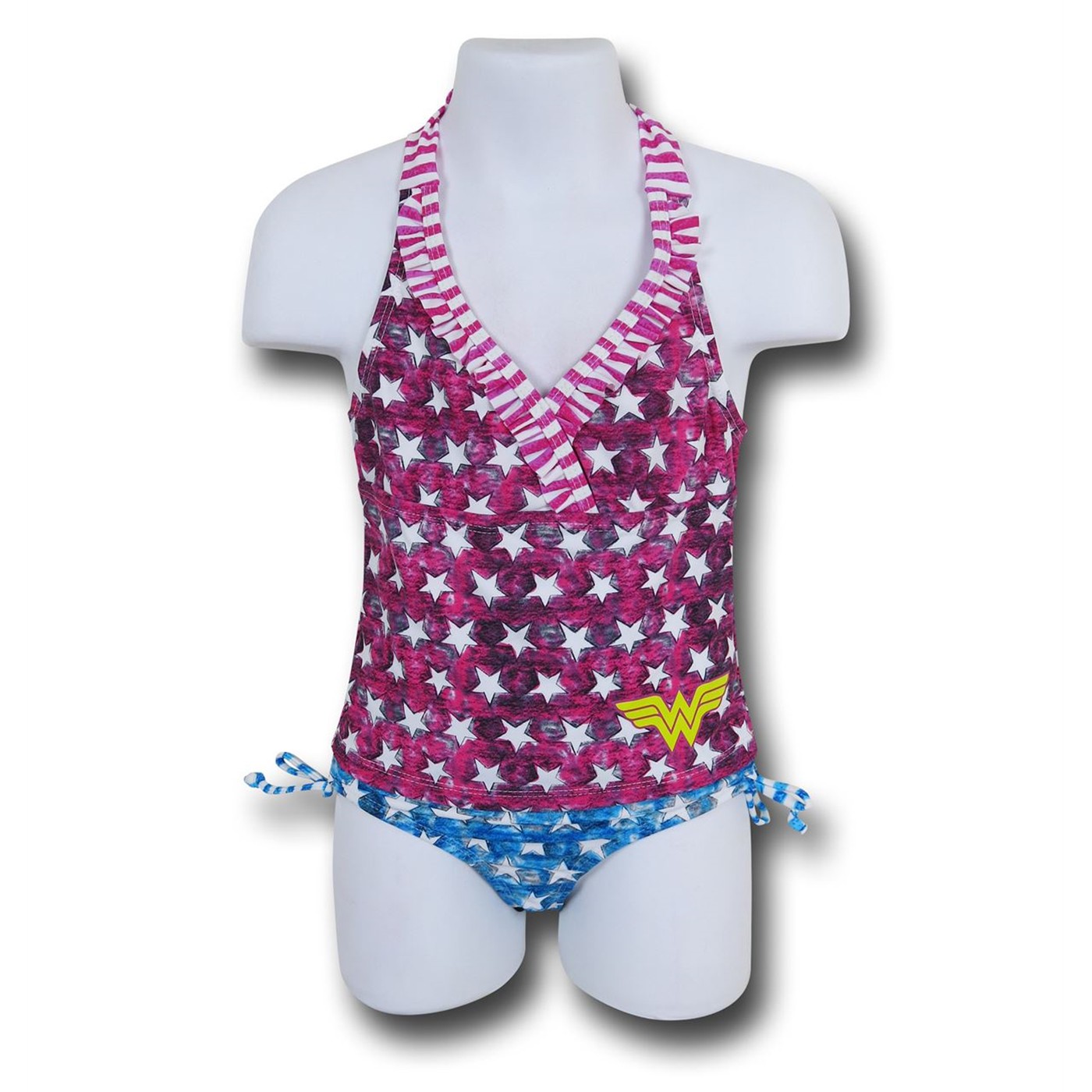 Wonder Woman Patriot Halter Kids Tankini, Pink