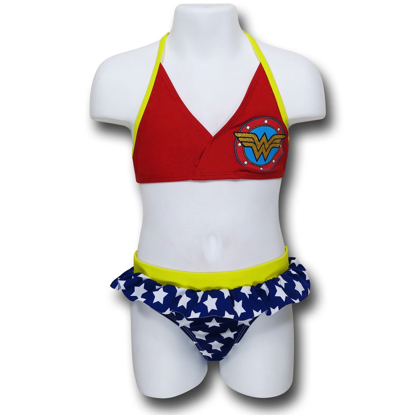 Wonder Woman Skirted Bottom Girls Bikini, Red