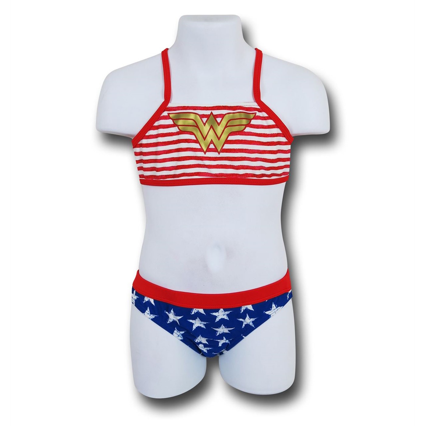 Wonder Woman Stars & Stripes Sport Kids Bikini, Red