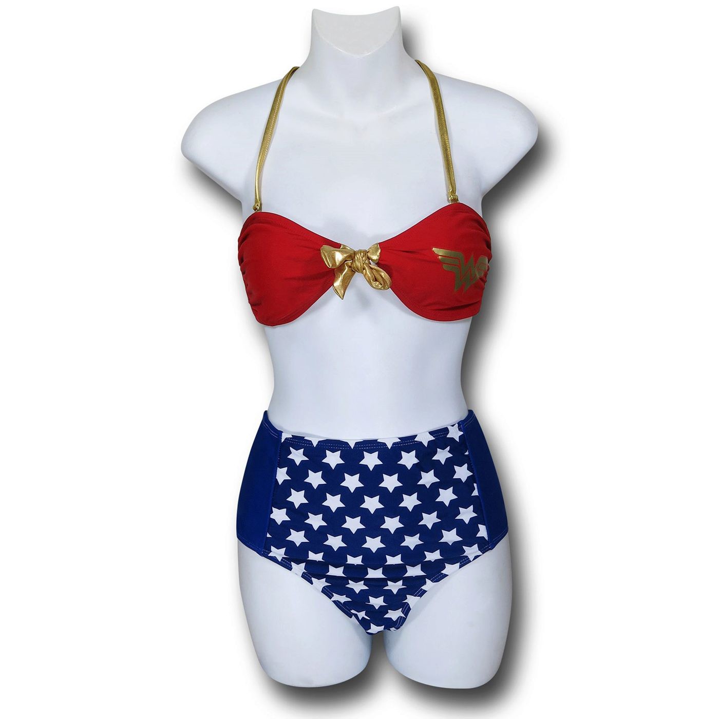 Wonder Woman Tie Bandeau High Waist Bikini, Red