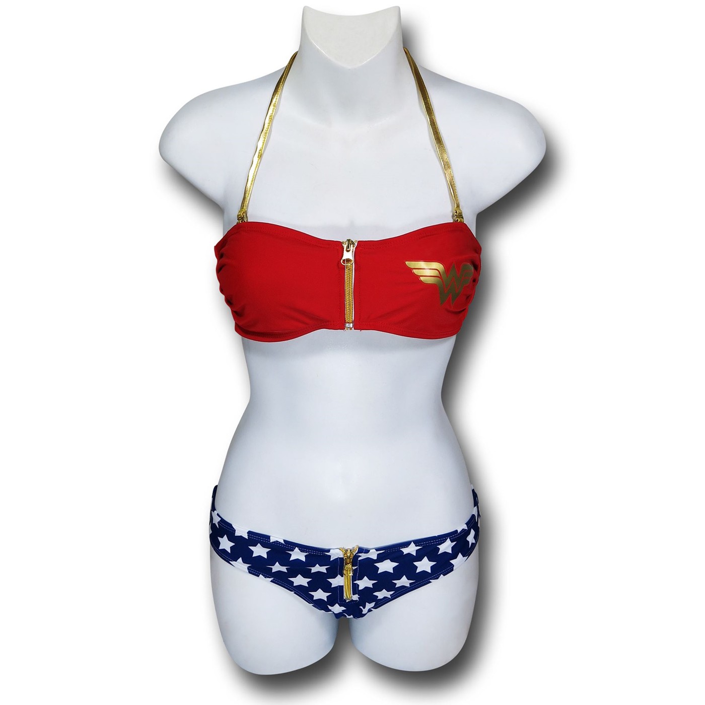 Wonder Woman Zipper Bandeau Bikini, Red