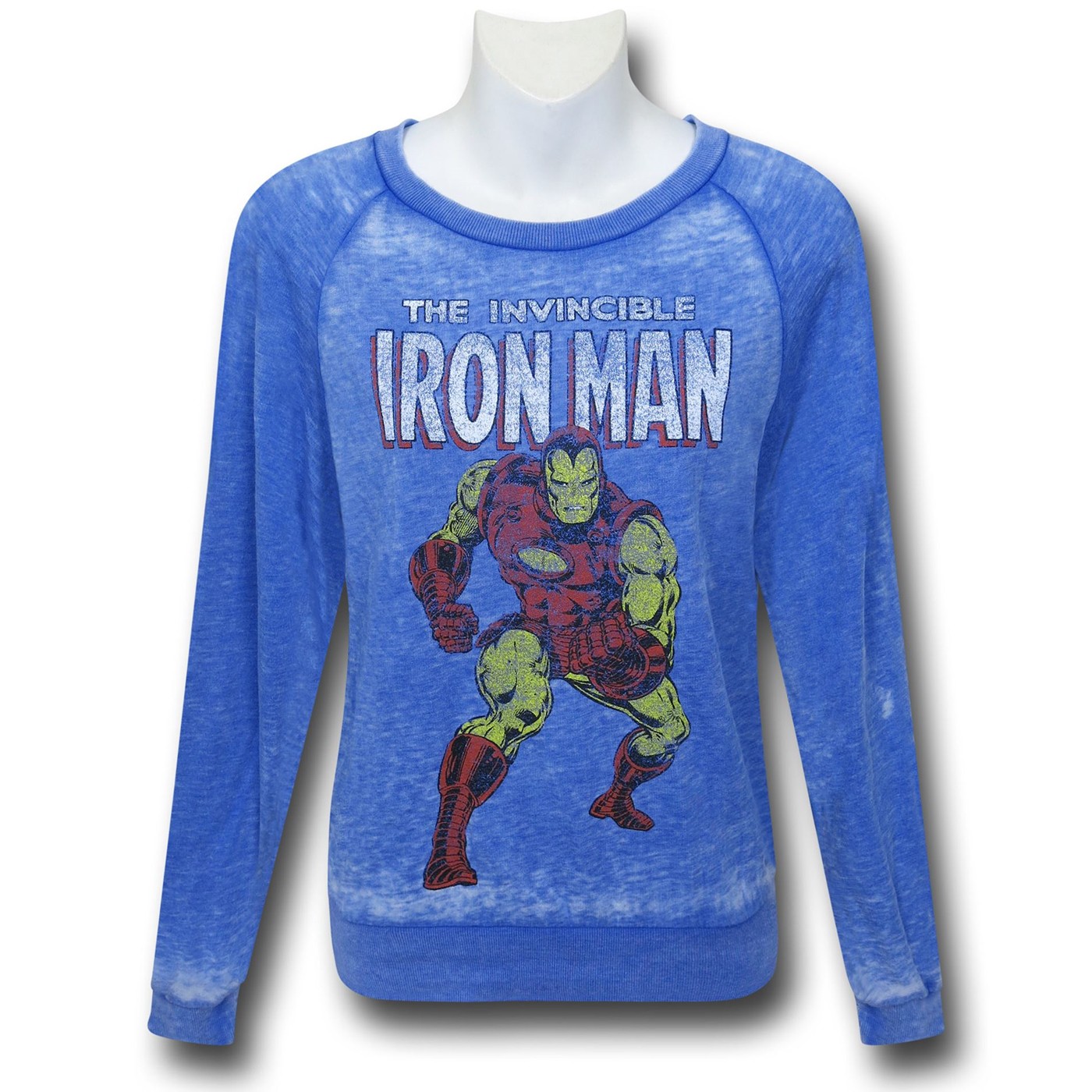 Iron Man Vintage Heather Blue Women's Sweatshirt, Blue