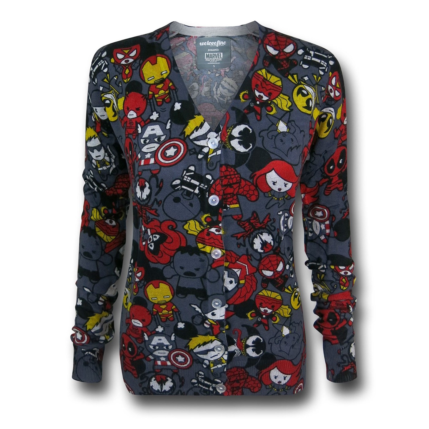 Avengers Friends & Foes Women's Chibi Cardigan, Grey